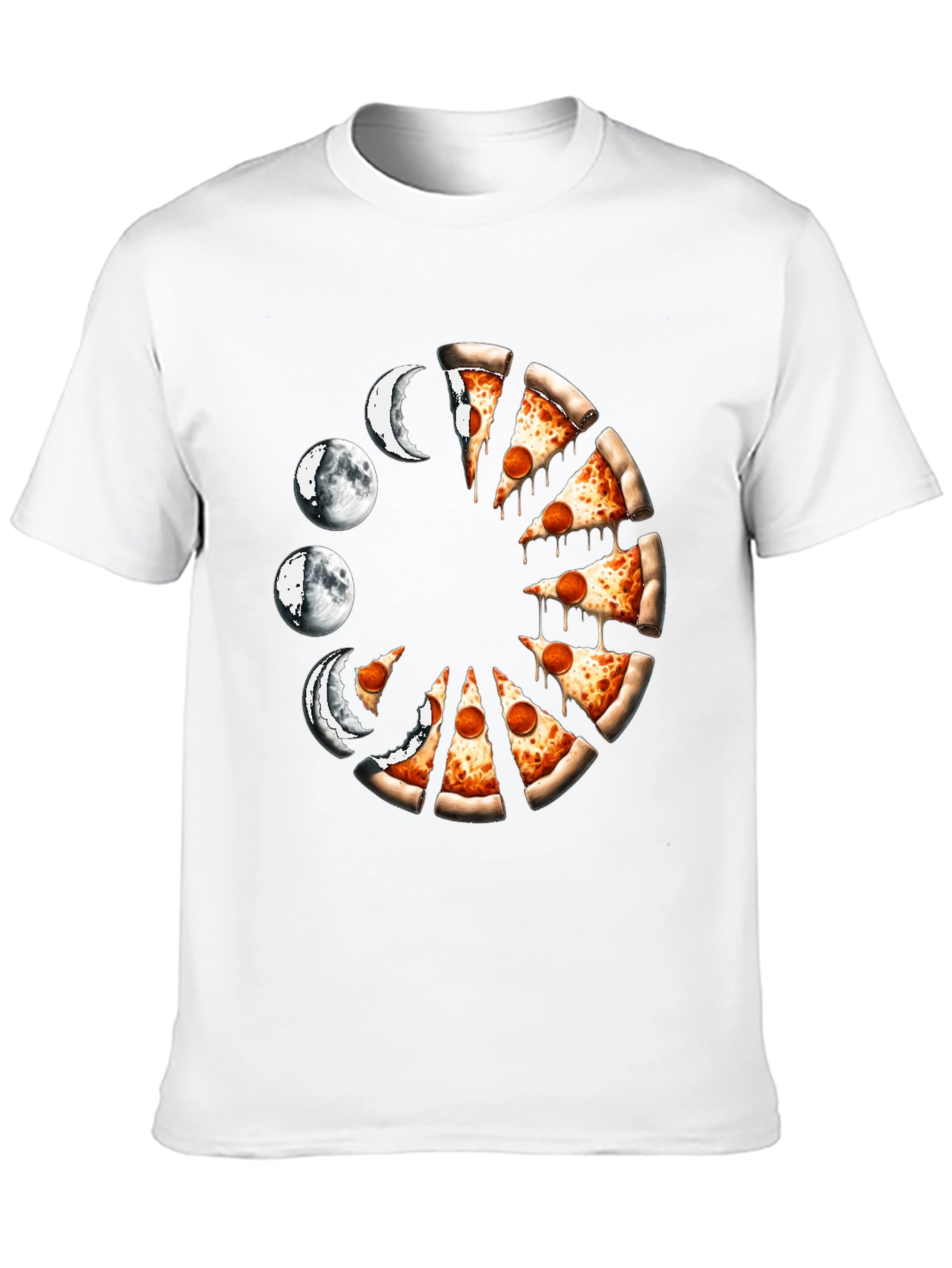 Black Pizza Moon Phases Graphic Tee view 10