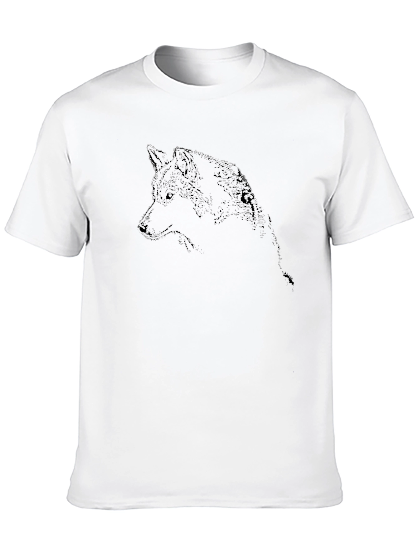 Black Men's Black Wolf Outline Graphic T-Shirt view 10