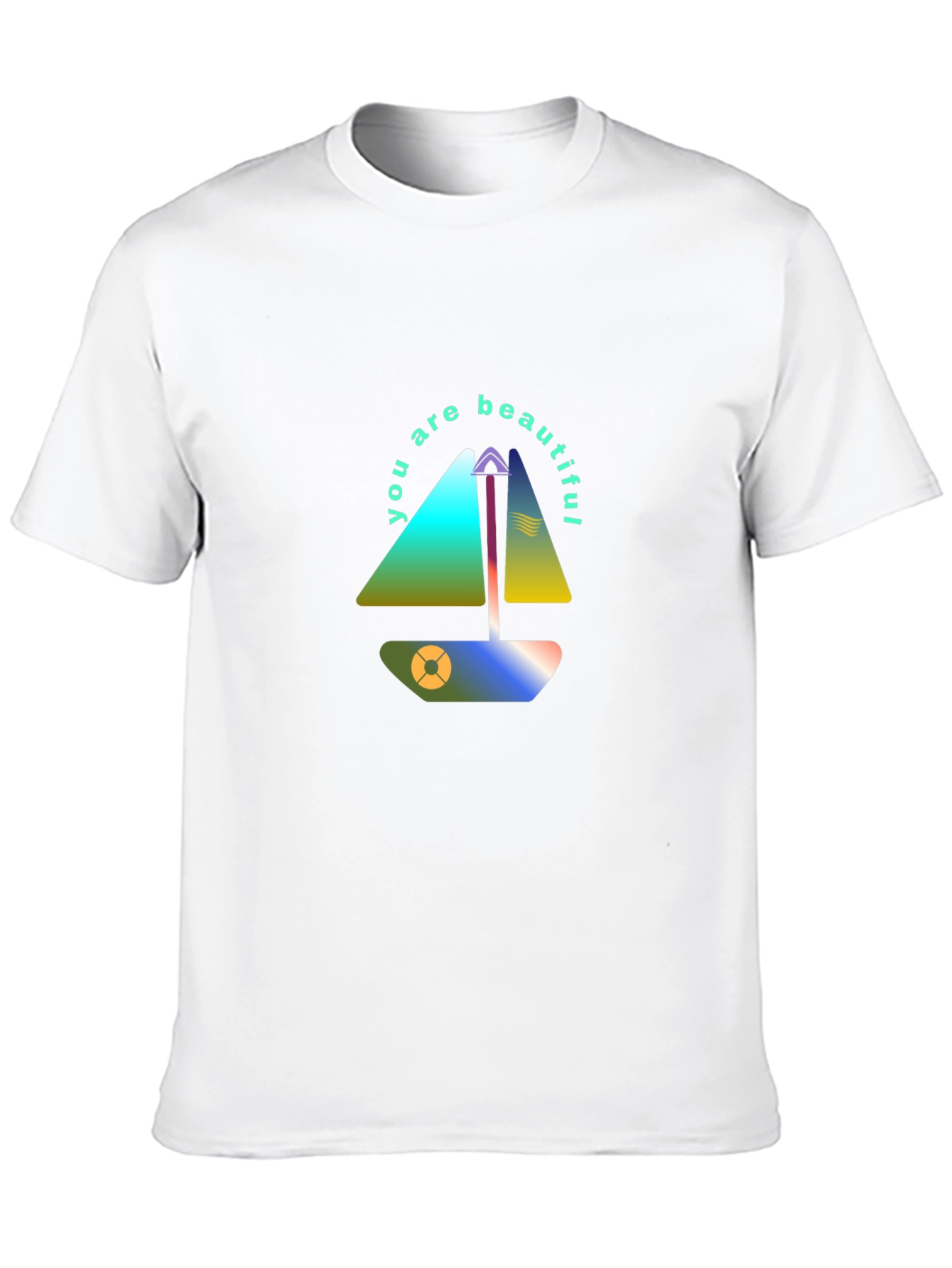 Black Modern Sailboat Graphic Tee - You Are Beautiful view 10
