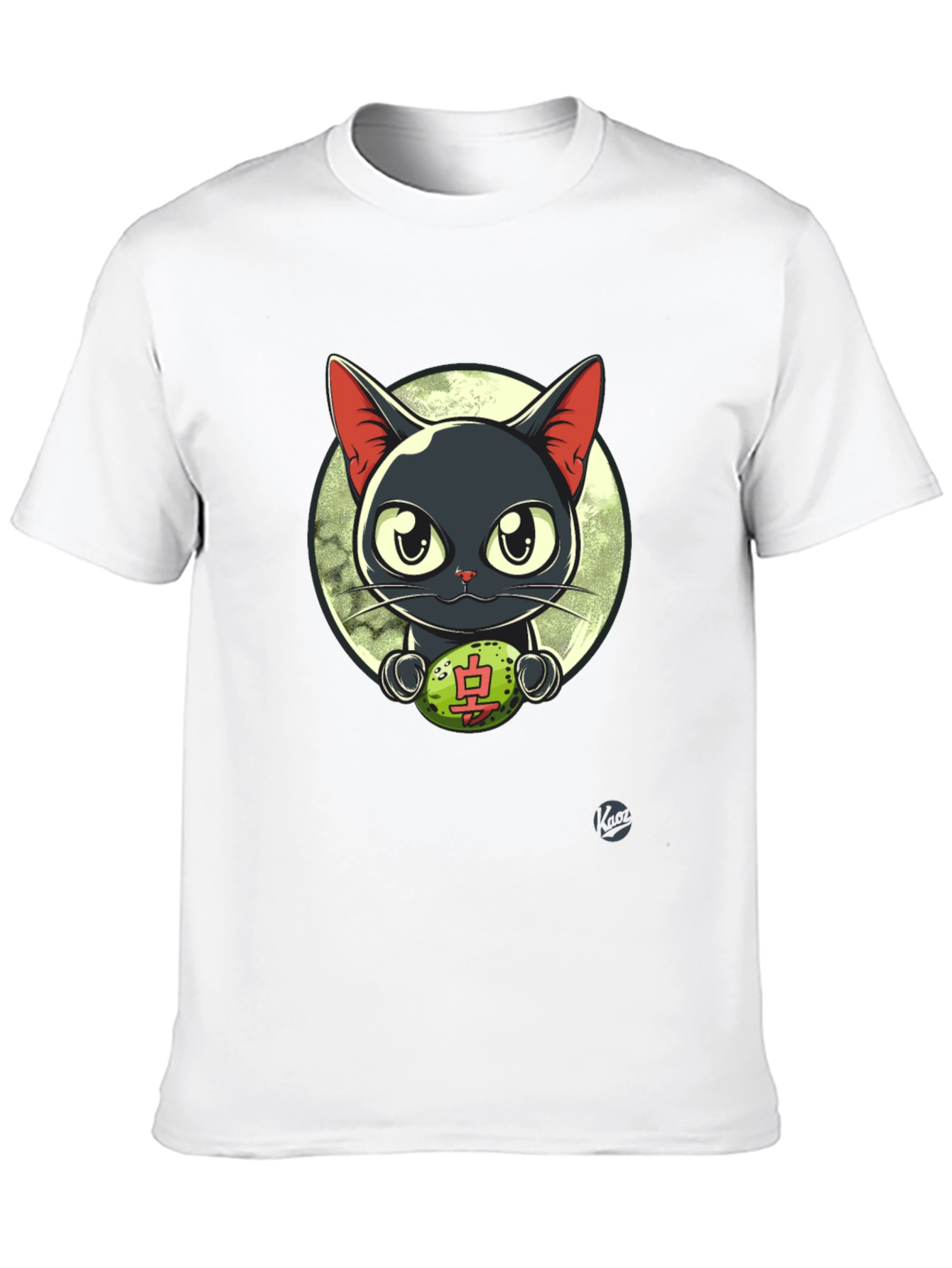 Black Cool Cat T-Shirt - Lucky Charm Design view 10