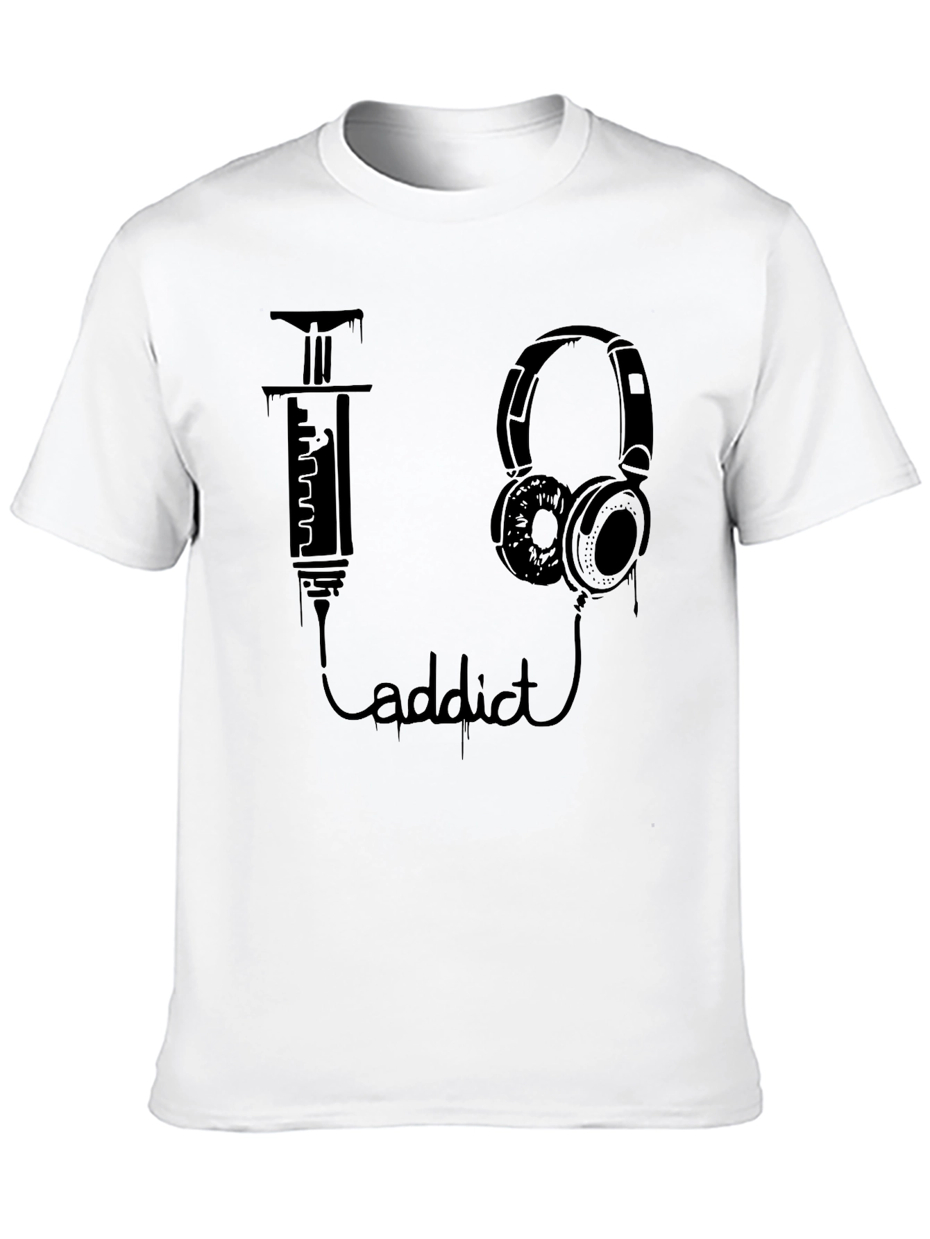 Black Music Addict Black T-Shirt - Unique Graphic Tee view 10