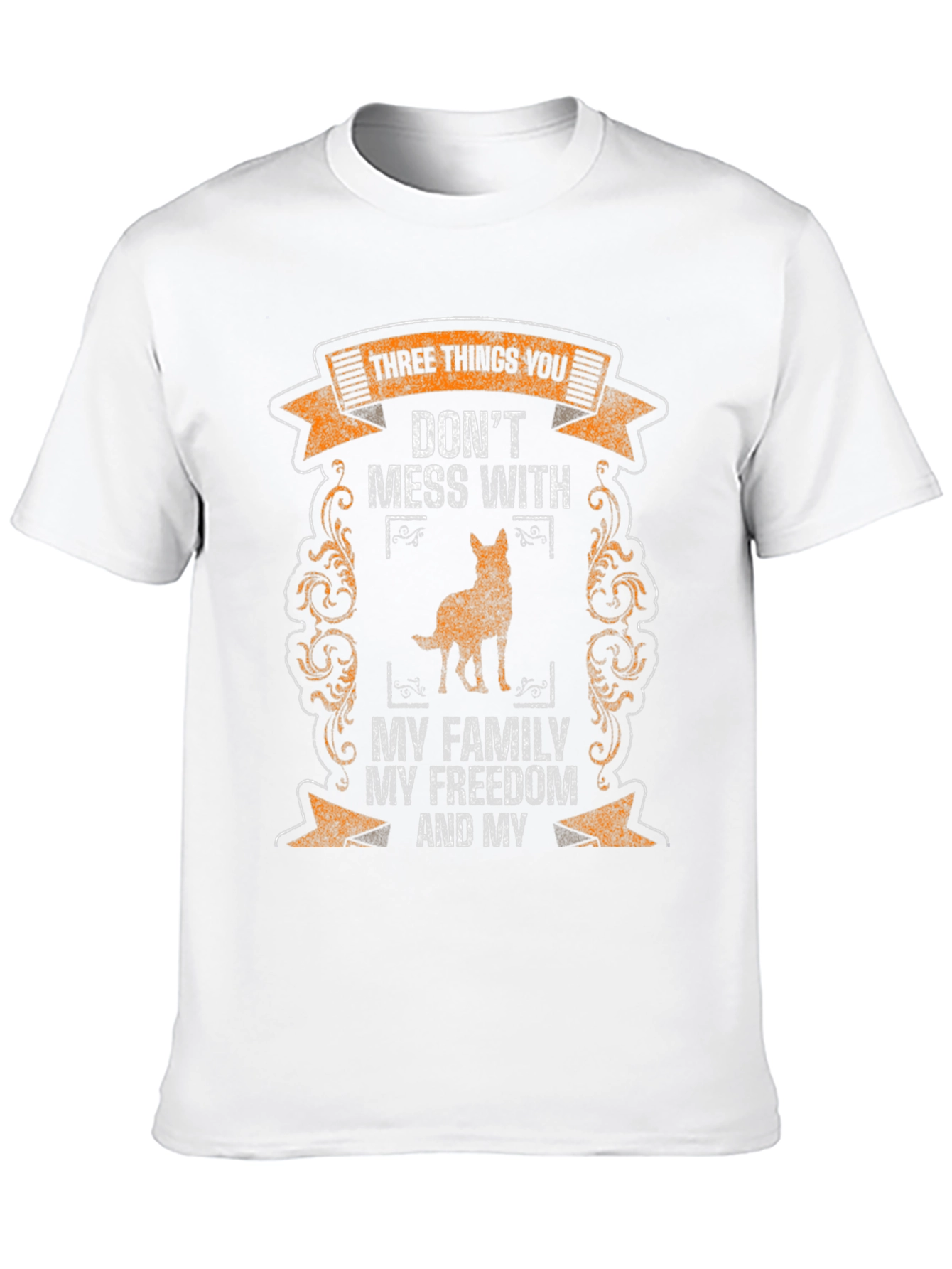 Black Three Things T-Shirt: Family, Freedom, Dog view 10