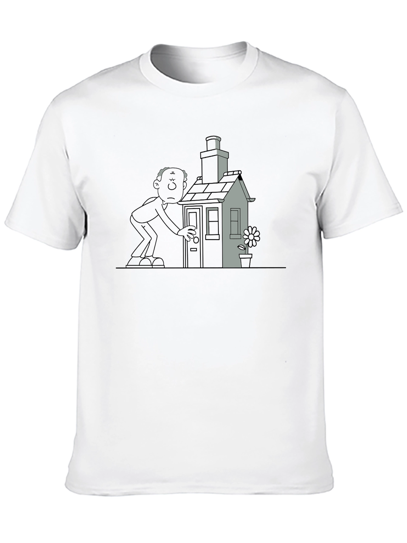 Black Cartoon House & Man Black T-Shirt view 10