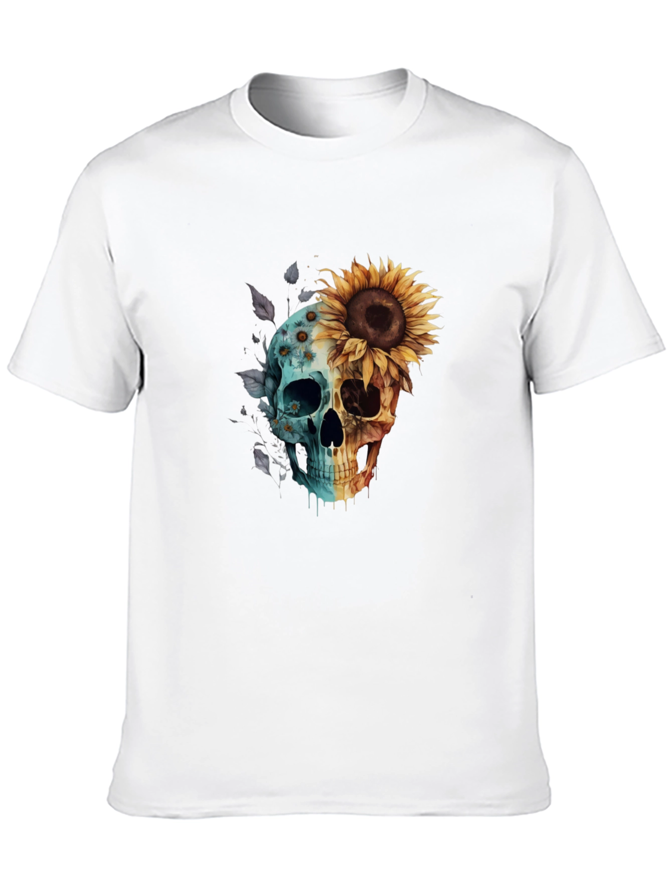 Black Sunflower Skull Graphic Tee - Men's Black T-Shirt view 10