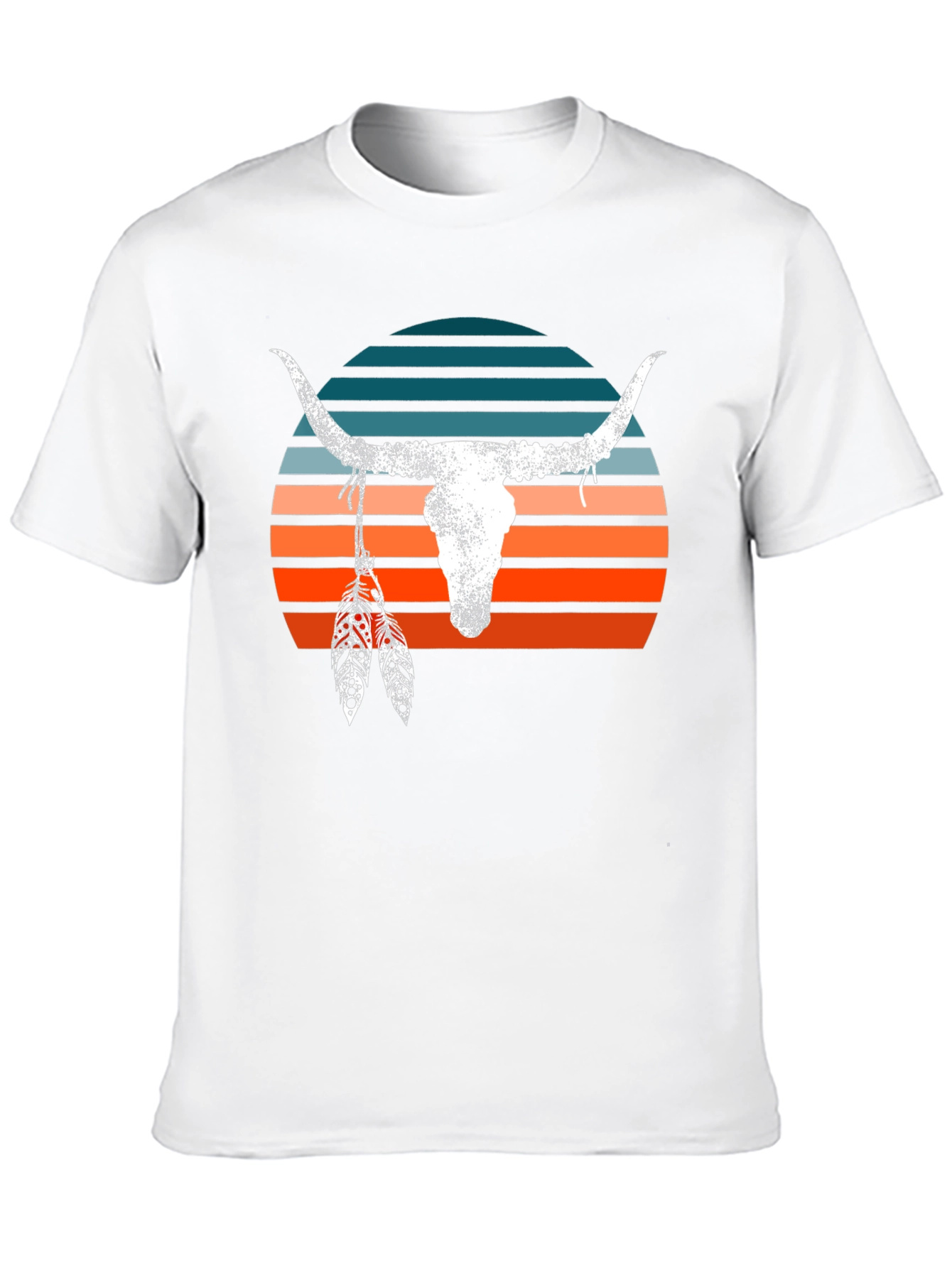 Black Retro Bull Skull Graphic Tee view 10