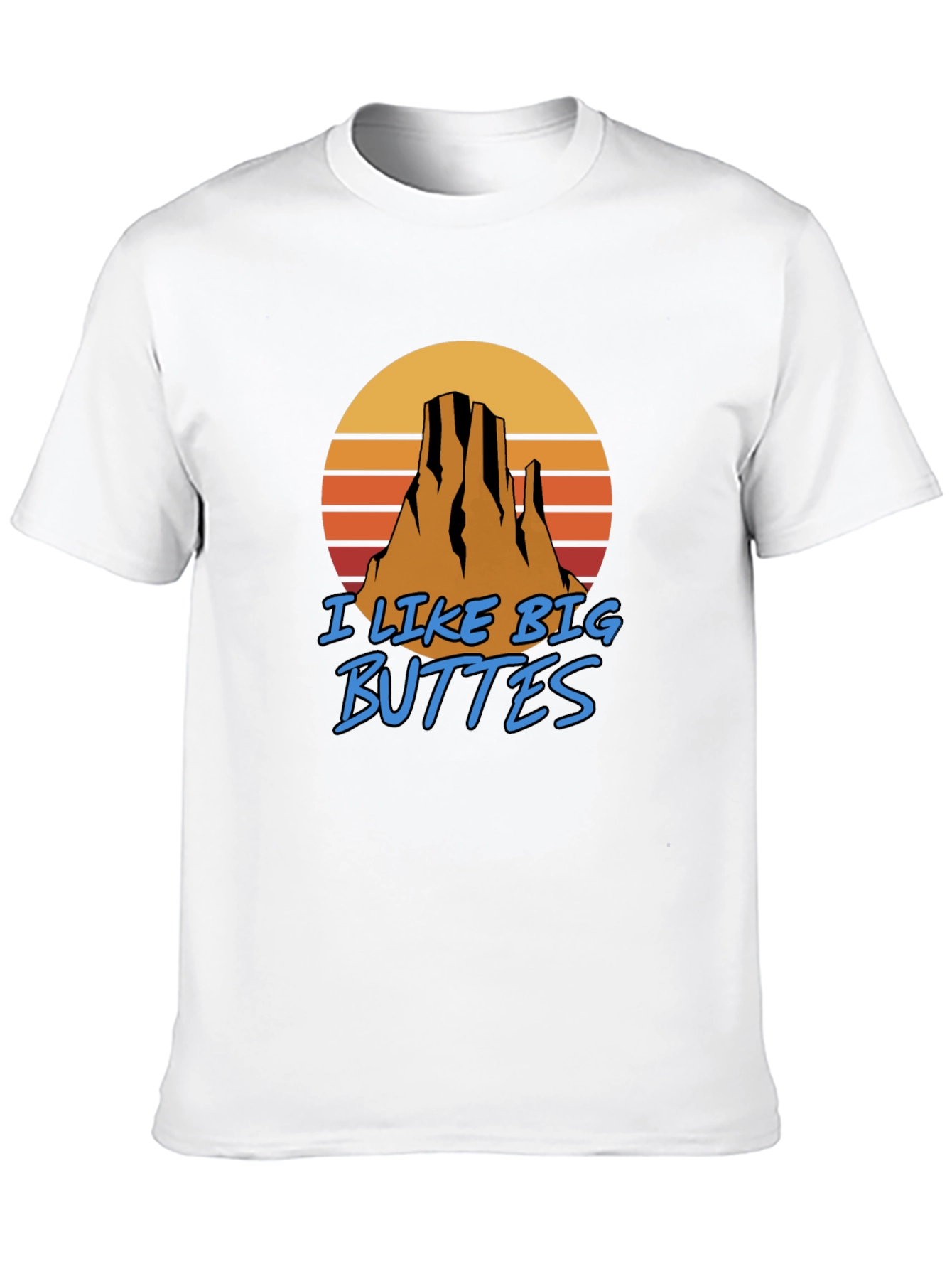 Black I Like Big Buttes Men's Graphic Tee - Desert Mountain Sunset T-Shirt view 10