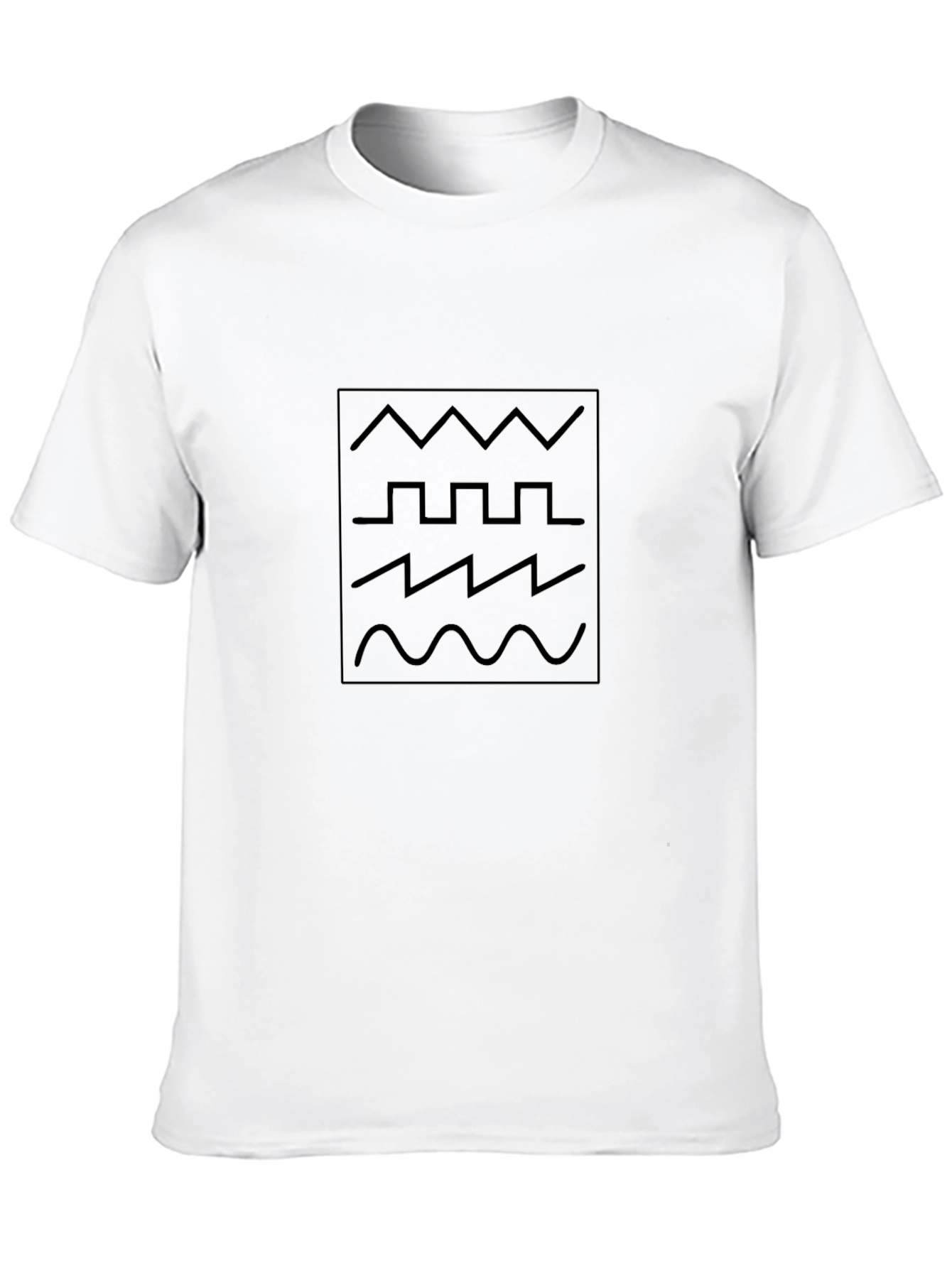 Black Geometric Waveform Pattern T-Shirt view 10
