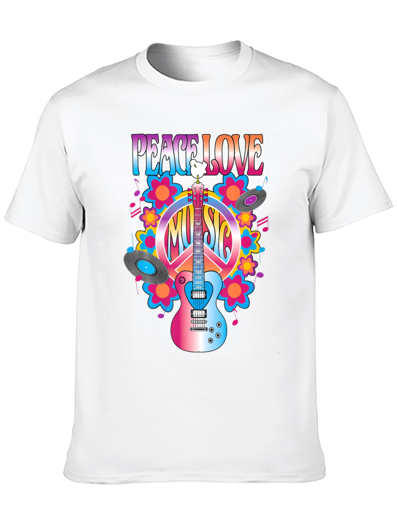 Black Peace Love Music T-Shirt view 10