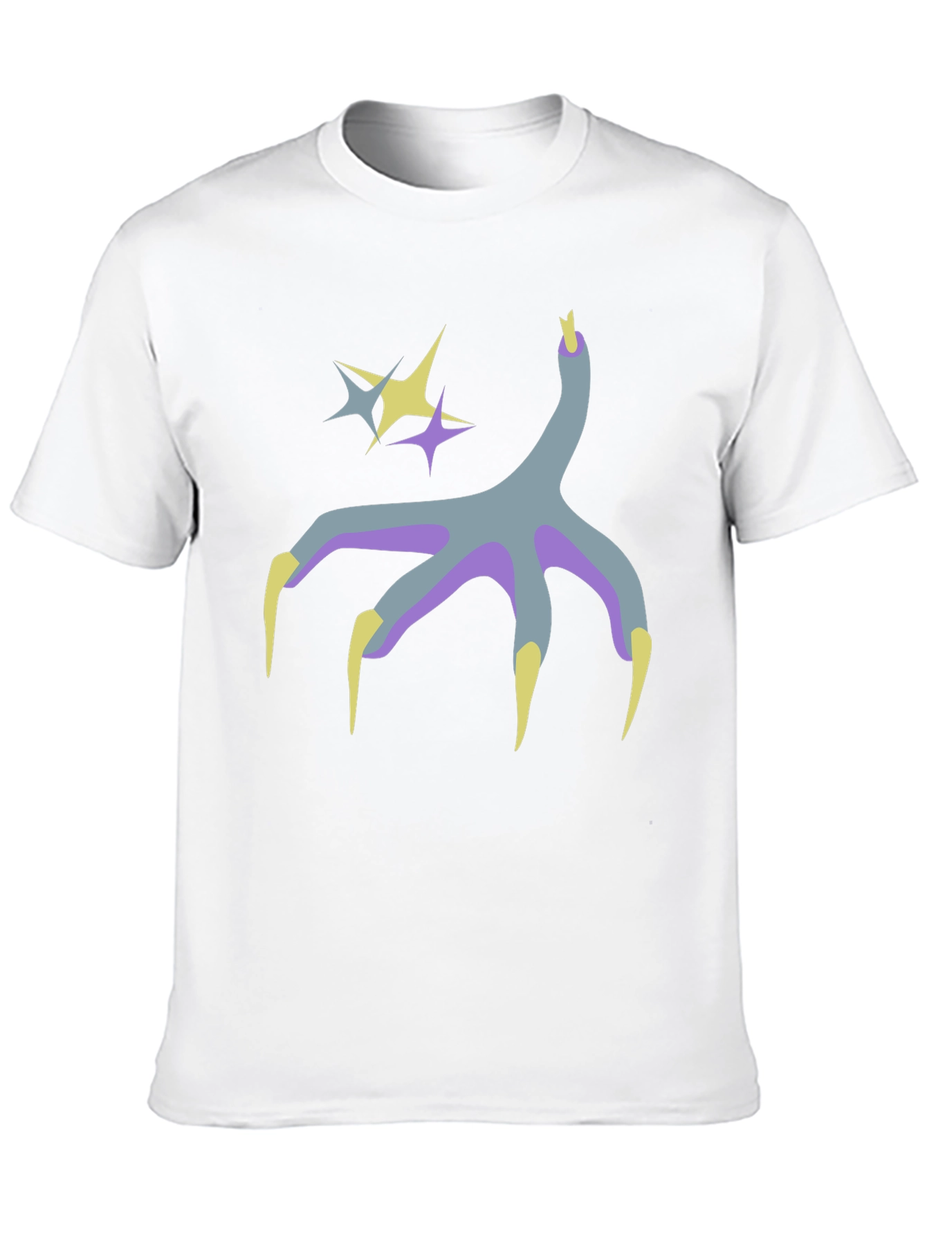 Black Graphic Print Tee - Bird Claw and Stars Design view 10