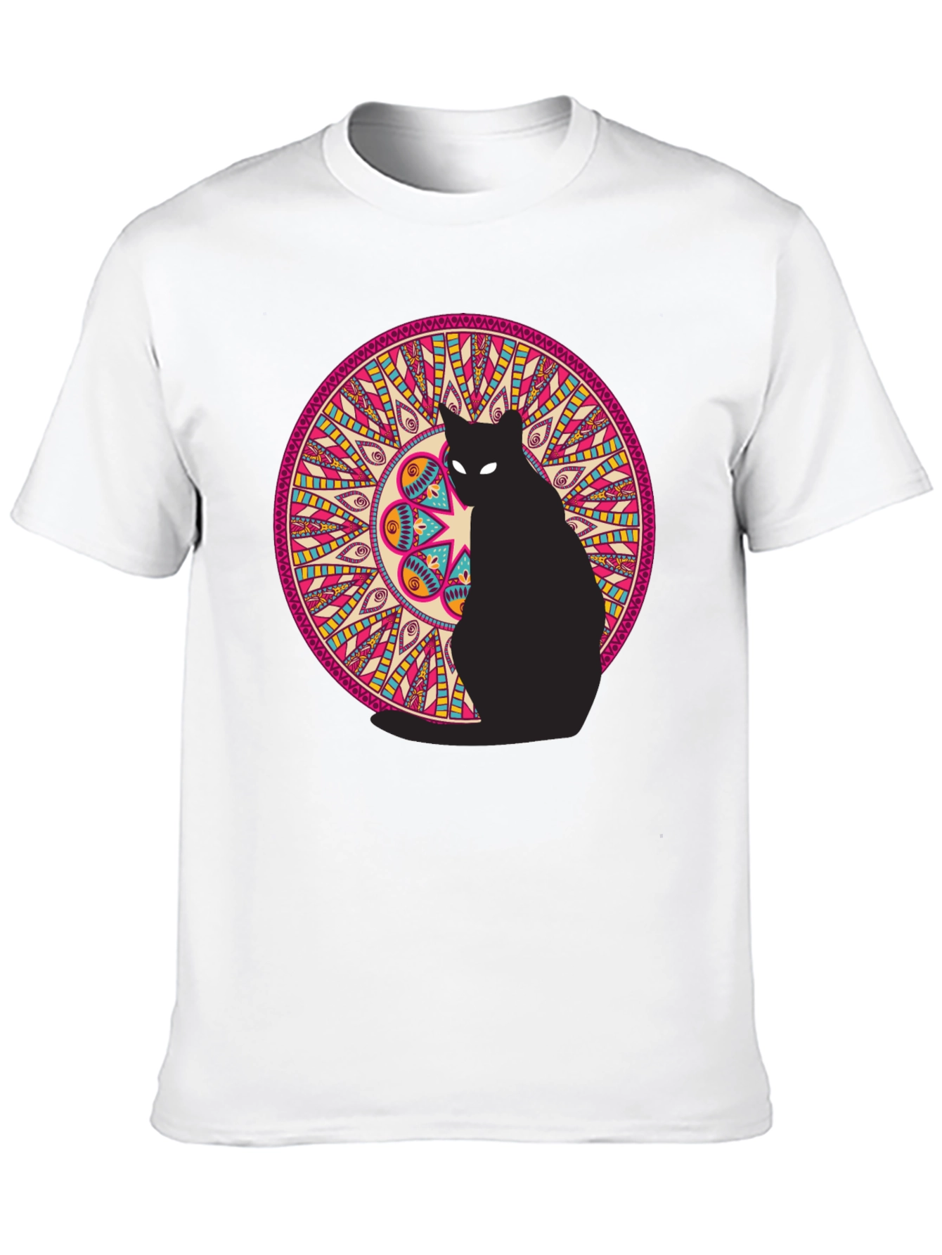 Black Black Cat Mandala Graphic Tee view 10