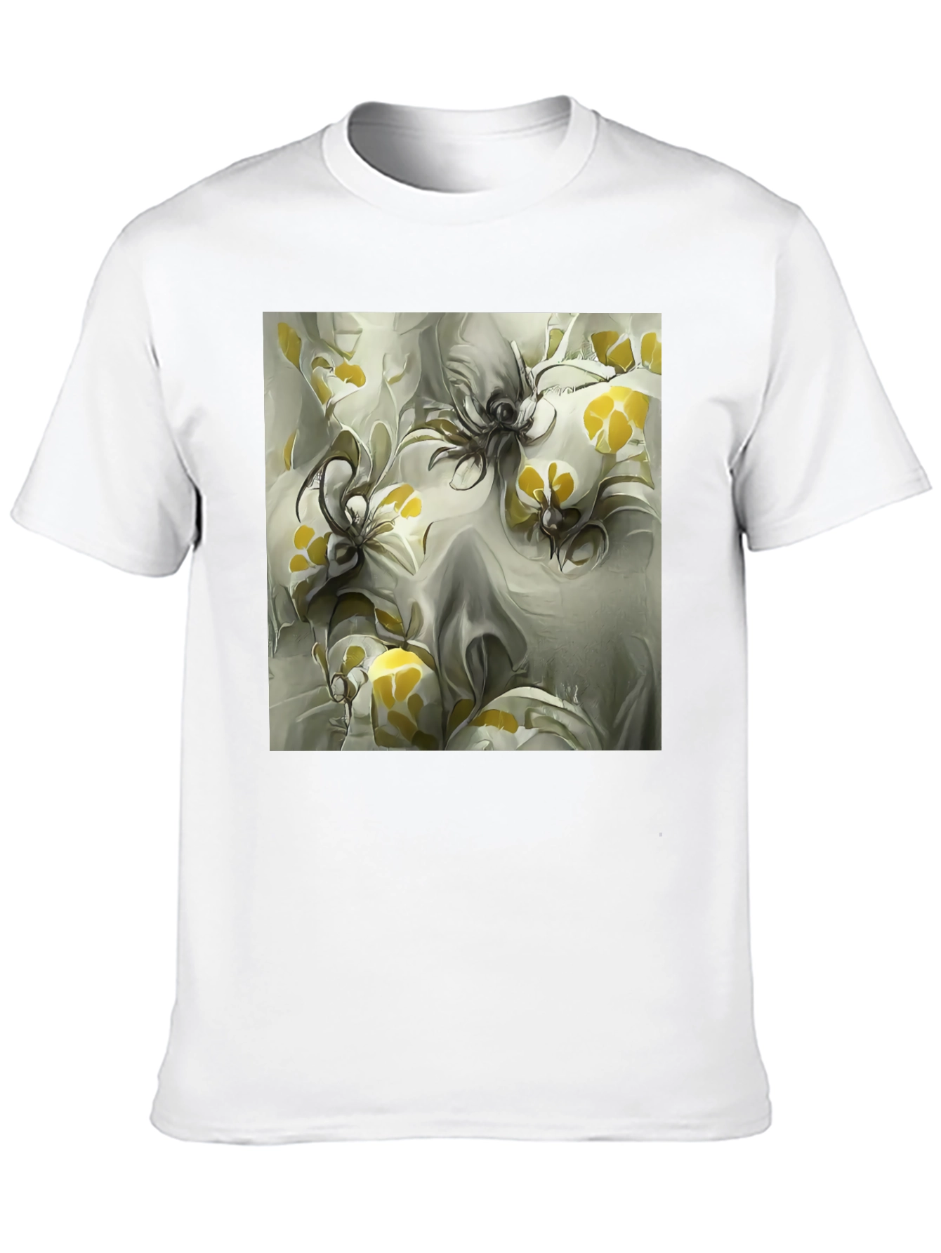 Black Abstract Floral Print Black T-Shirt view 10