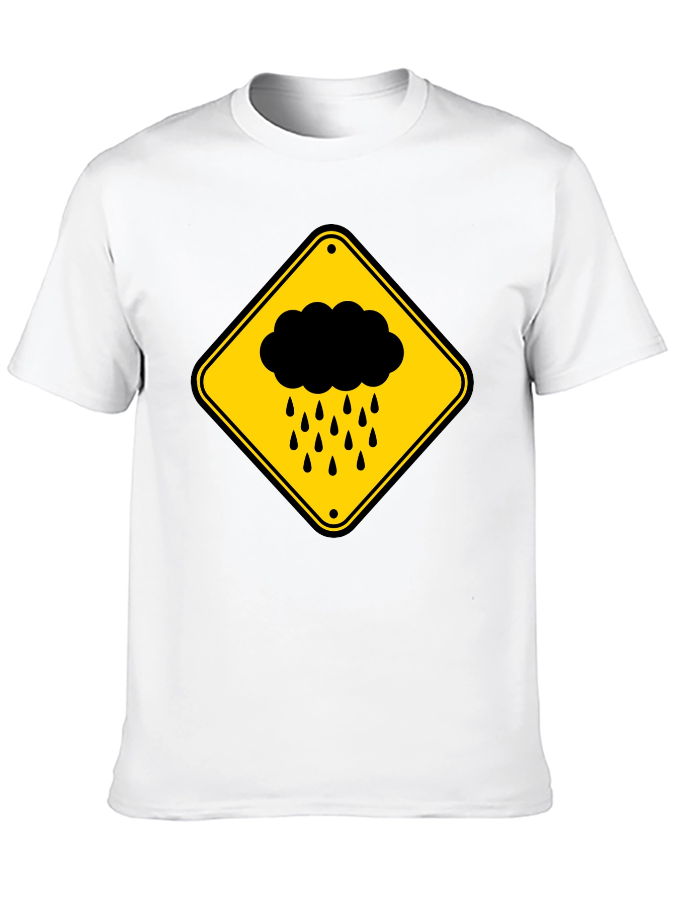 Black Rainy Day Warning T-Shirt - Black Cotton Tee view 10