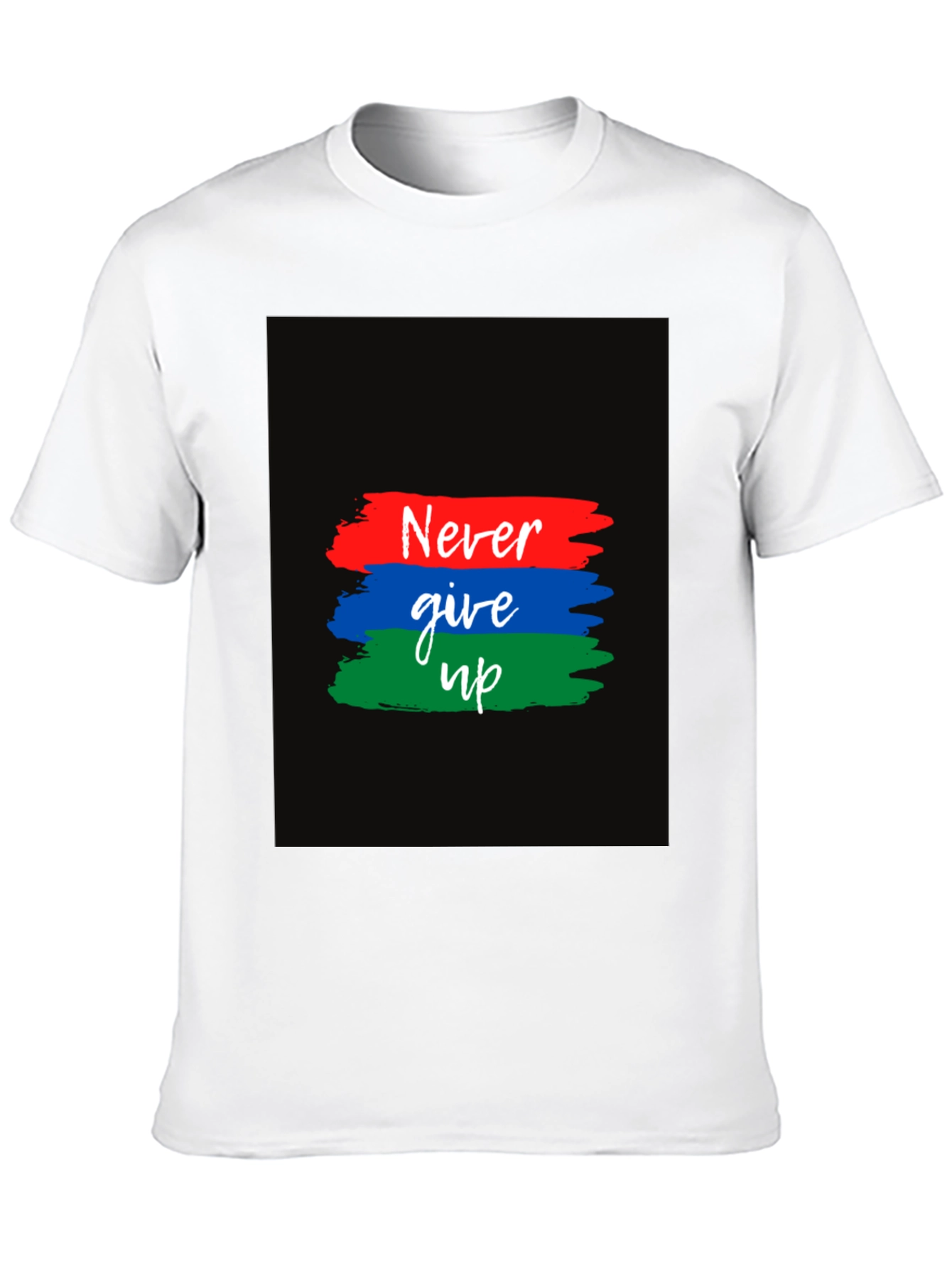 Black Never Give Up Graphic T-Shirt view 10