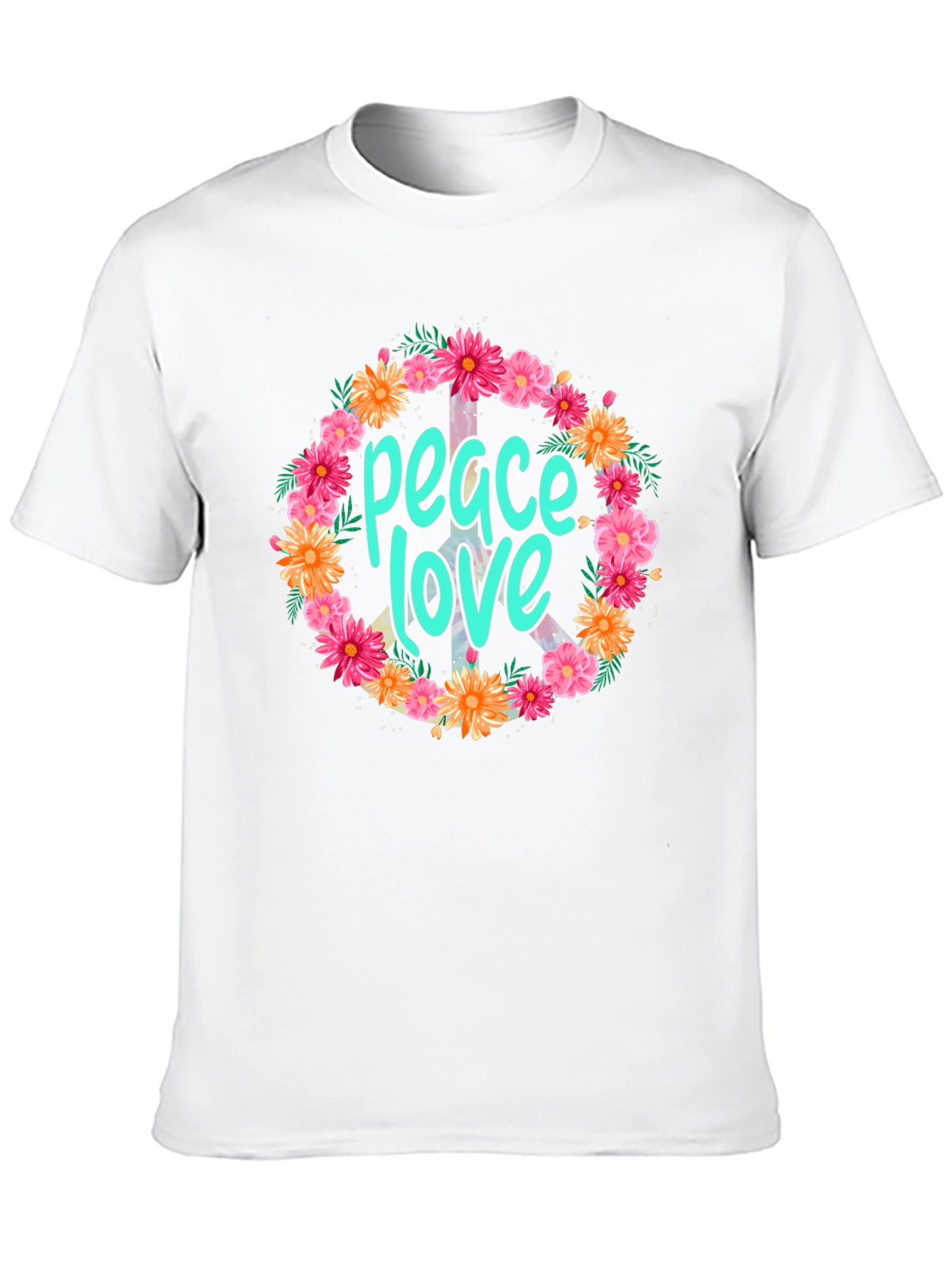 Black Peace Love Floral Wreath Graphic T-Shirt view 10