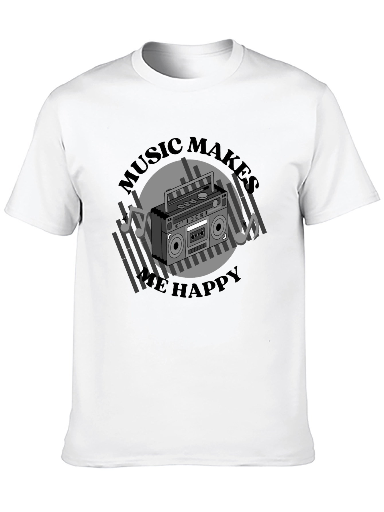 Black Music Makes Me Happy Black Graphic Tee view 10
