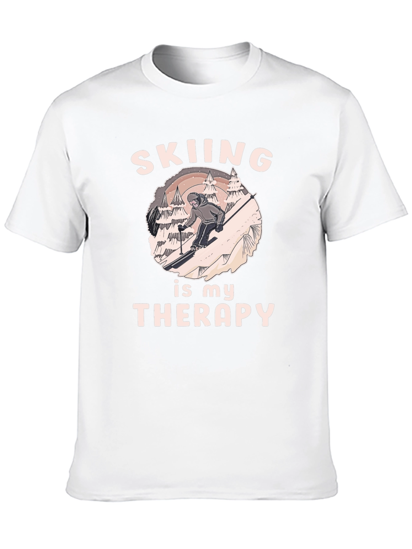 Black Skiing Therapy T-Shirt - Winter Sport Apparel view 10