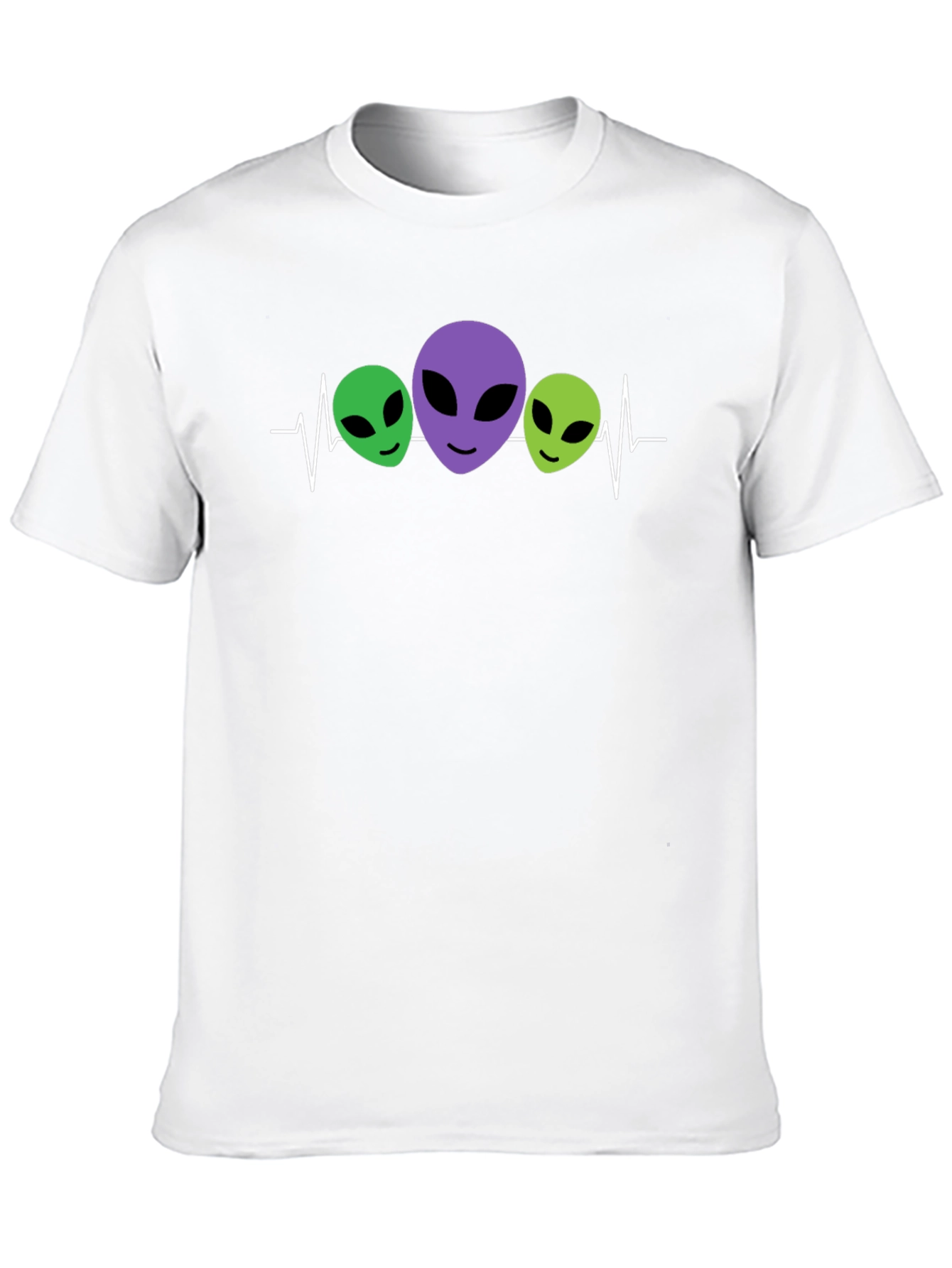 Black Alien Head Heartbeat T-Shirt view 10