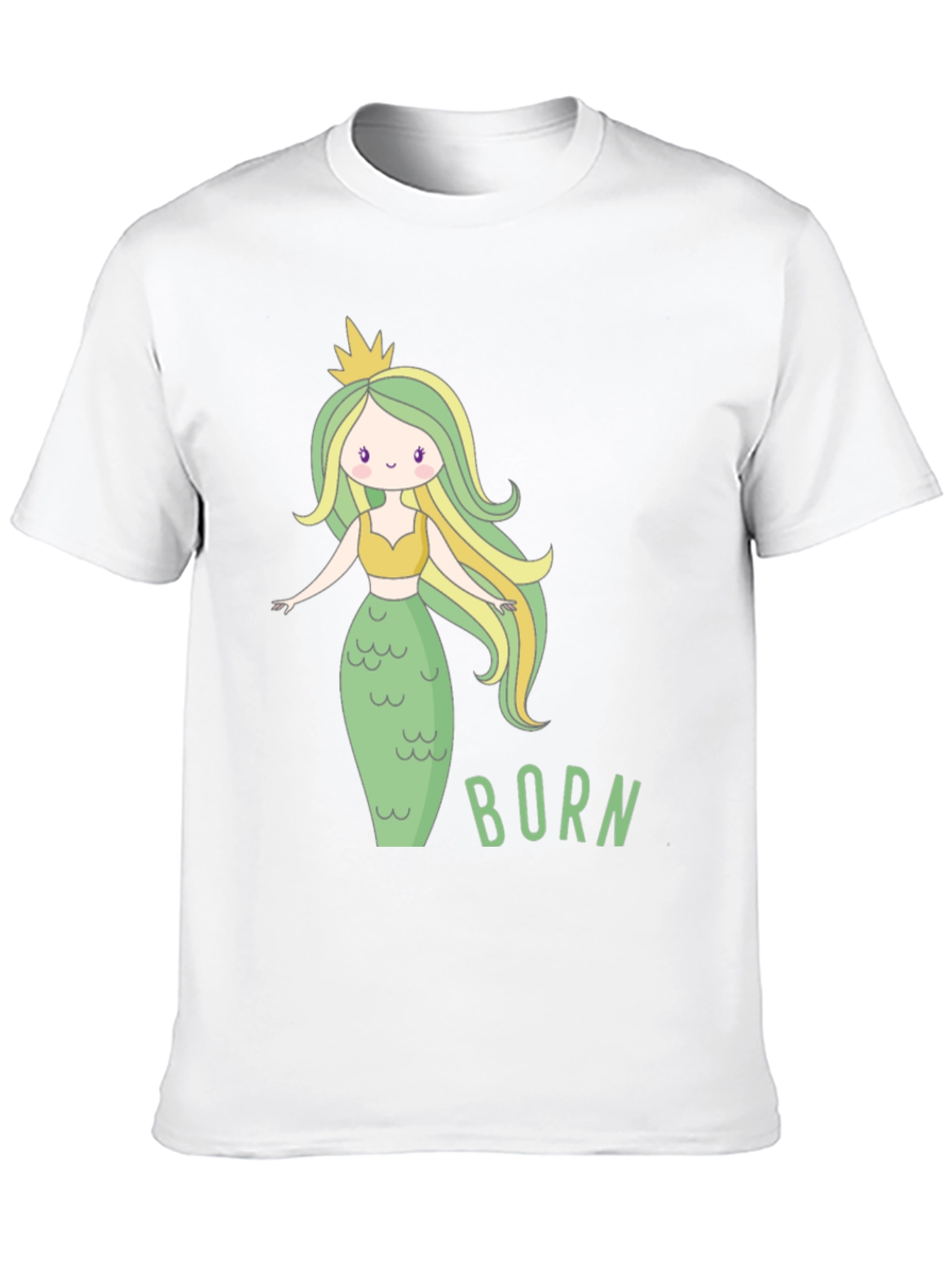 Black Mermaid Born T-Shirt - Cute Cartoon Graphic Tee view 10
