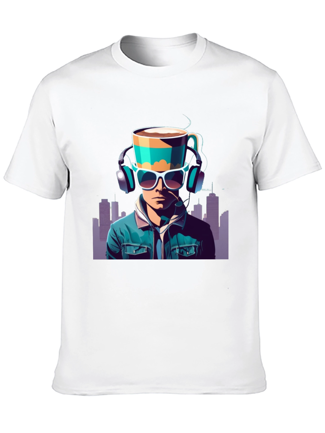 Black Coffee Headphone Man Graphic Tee view 10