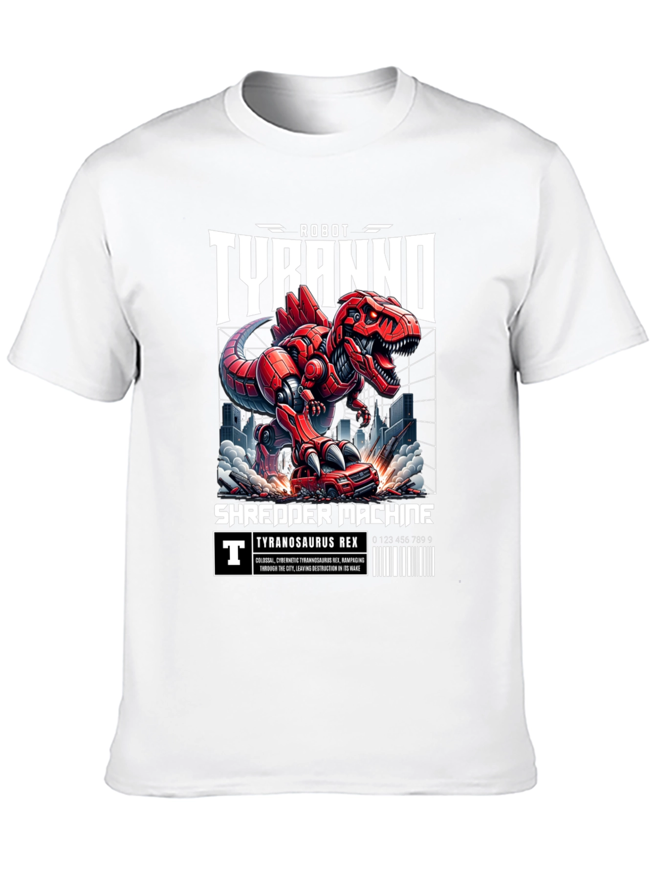 Black Robot Tyranno Shredder Machine T-Shirt view 10