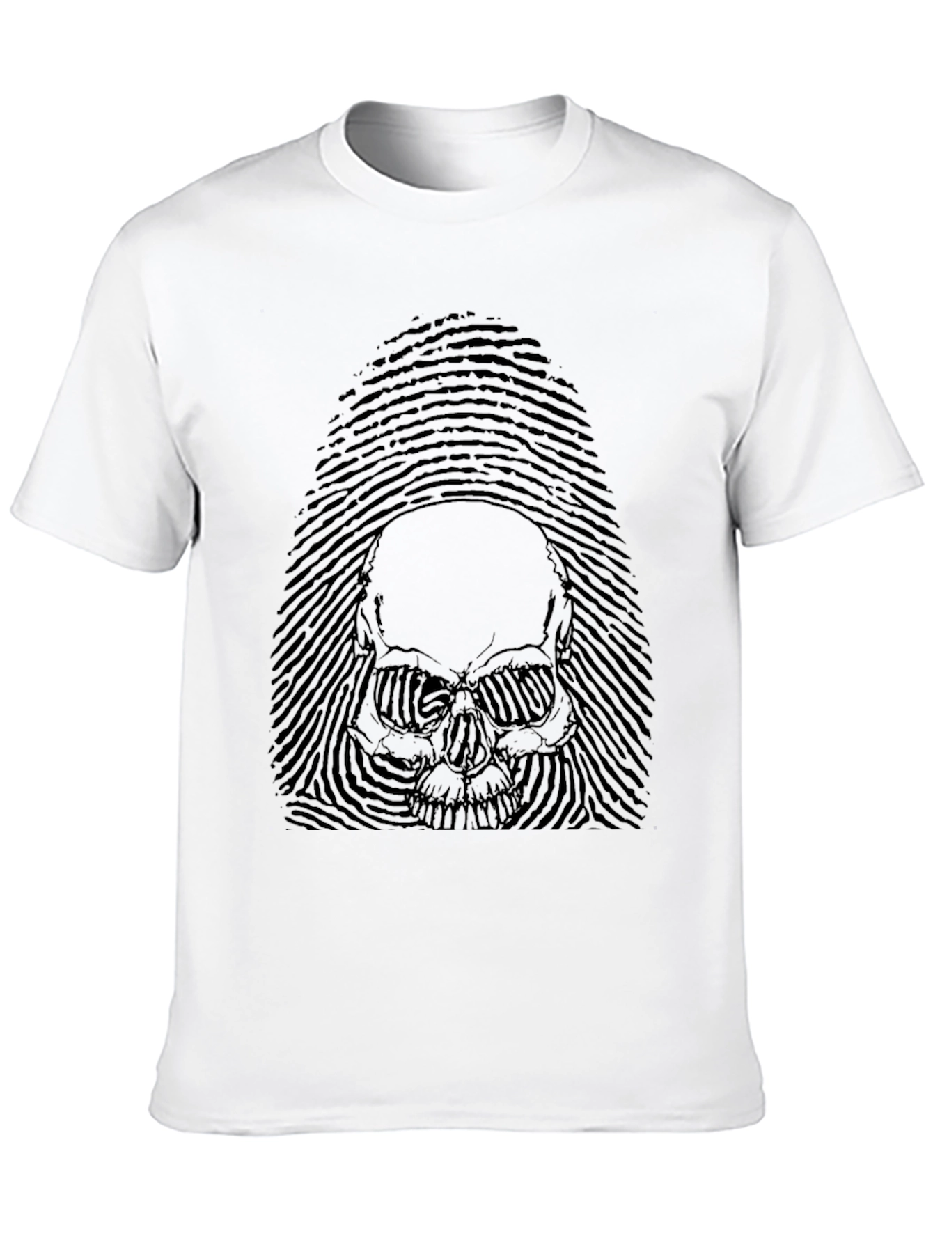 Black Skull Fingerprint Graphic Black T-Shirt view 10