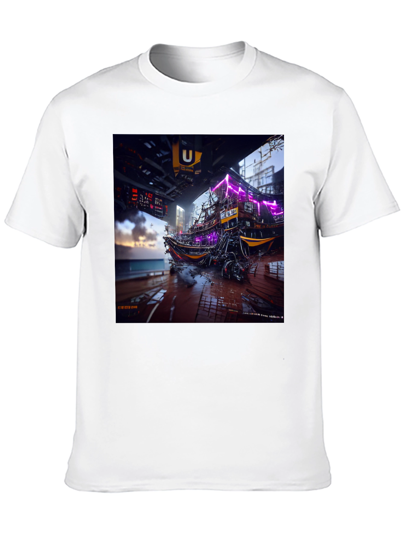 Black Cyberpunk Boat T-Shirt view 10