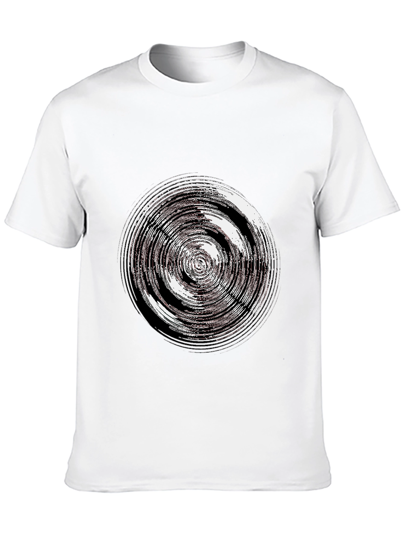 Abstract Circle Graphic Tee - Casual Black T-Shirt - 10