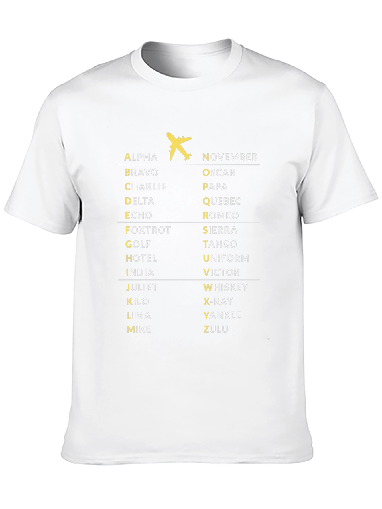 Black Phonetic Alphabet Airplane Black T-Shirt view 10