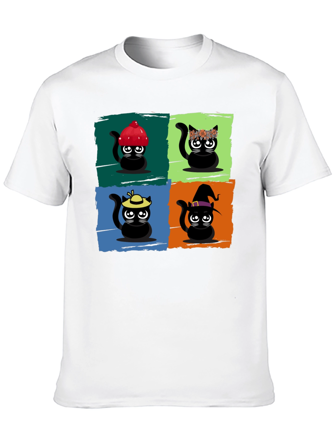 Black Cartoon Cats Black T-Shirt view 10