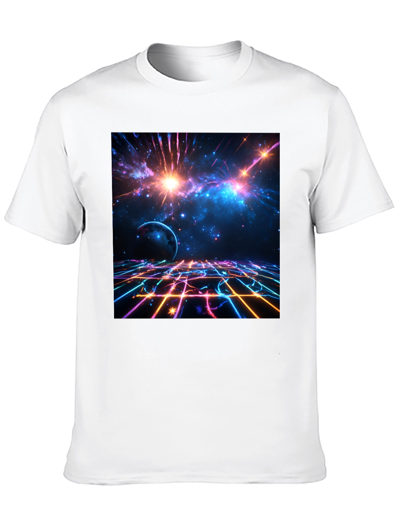 Black Nebula Space Graphic Tee - Stylish Black Cotton T-Shirt view 10