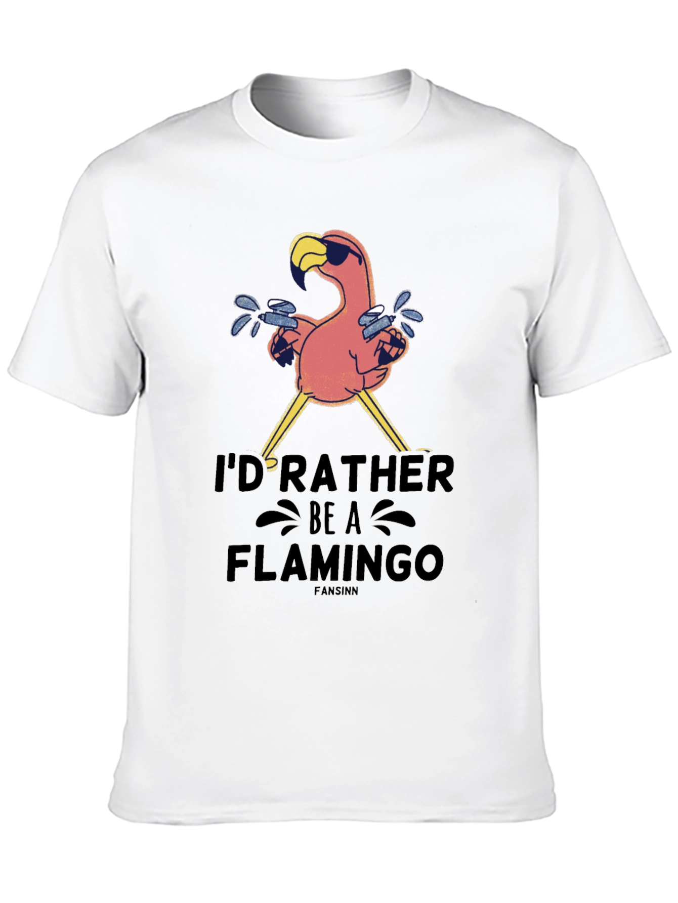 Black I'd Rather Be A Flamingo Black T-Shirt view 10