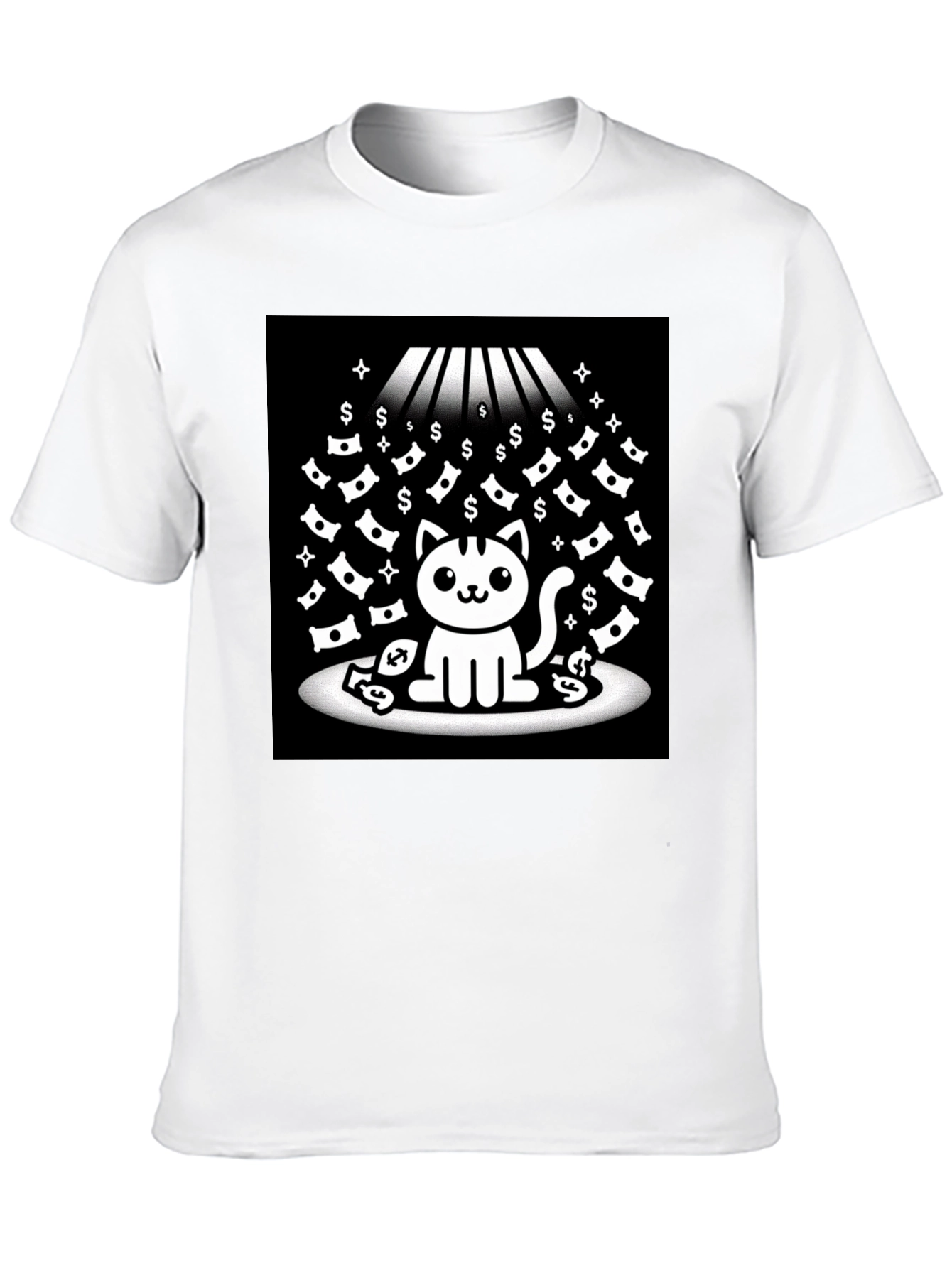 Black Lucky Cat T-Shirt - Money Rain view 10