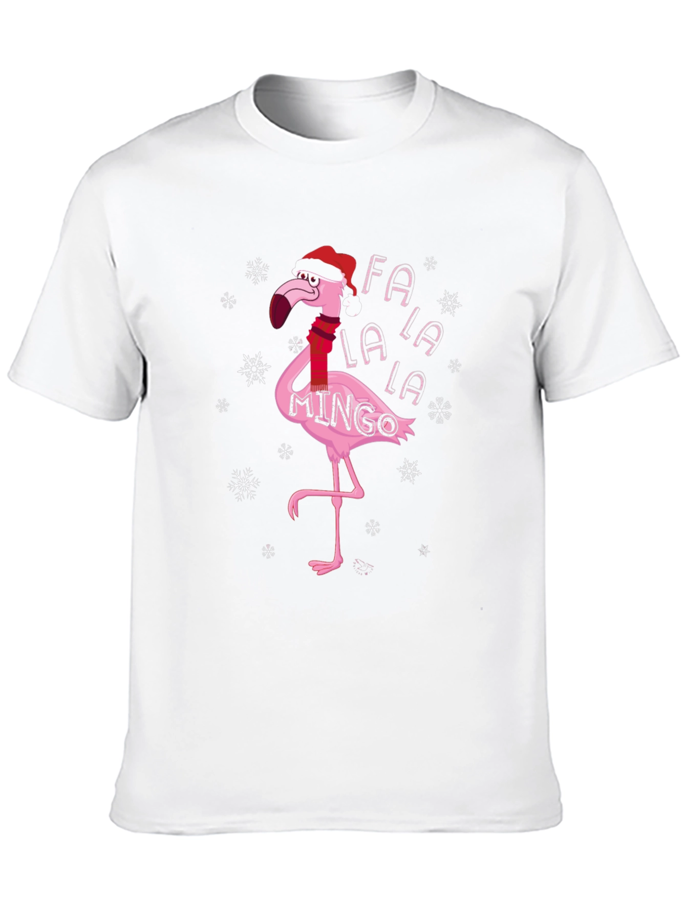 Black Festive Flamingo Christmas T-Shirt - Fa La La La Mingo view 10