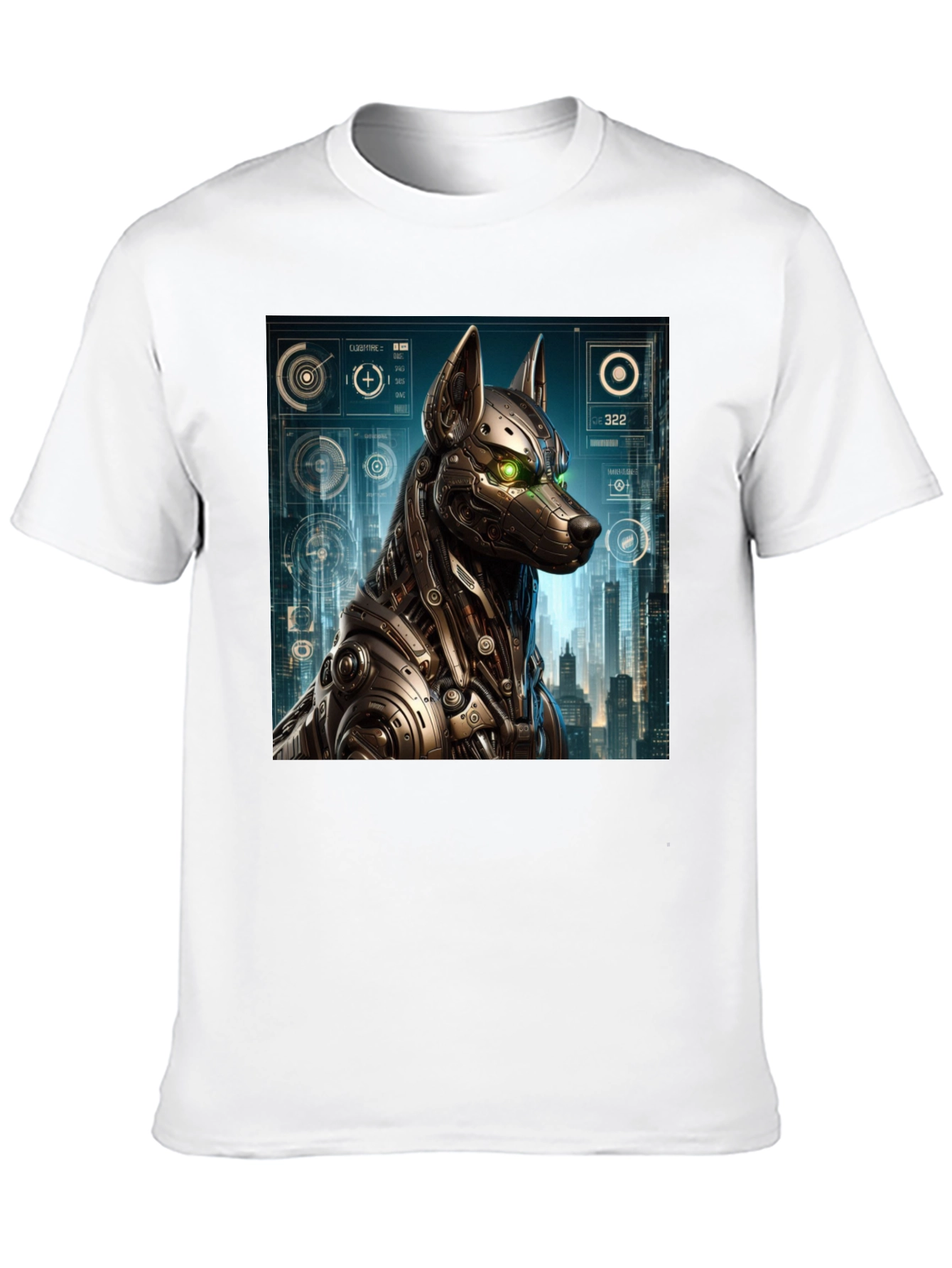 Black Cyberpunk Robot Dog Graphic T-Shirt view 10