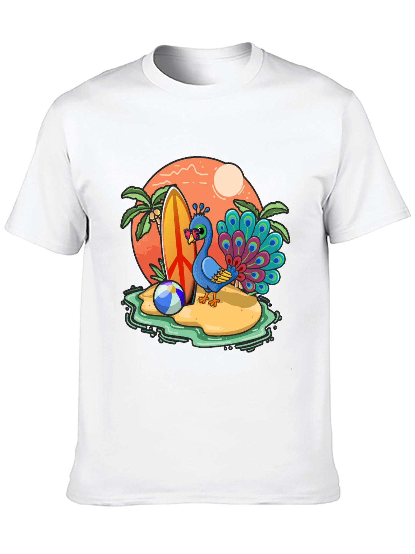 Black Peacock Paradise T-Shirt - Beach Vacation Vibes view 10
