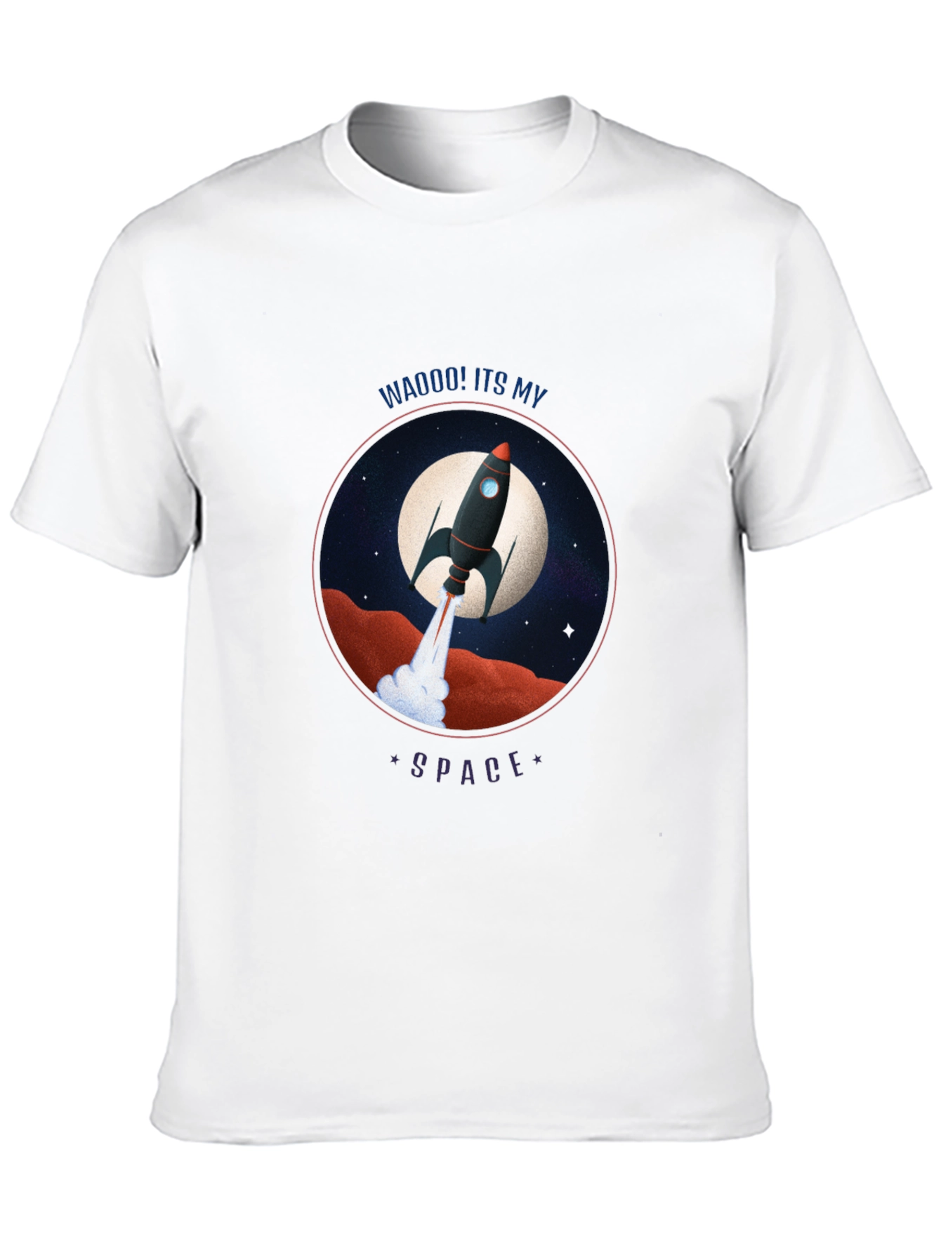 Black Rocket in Space Graphic Tee view 10