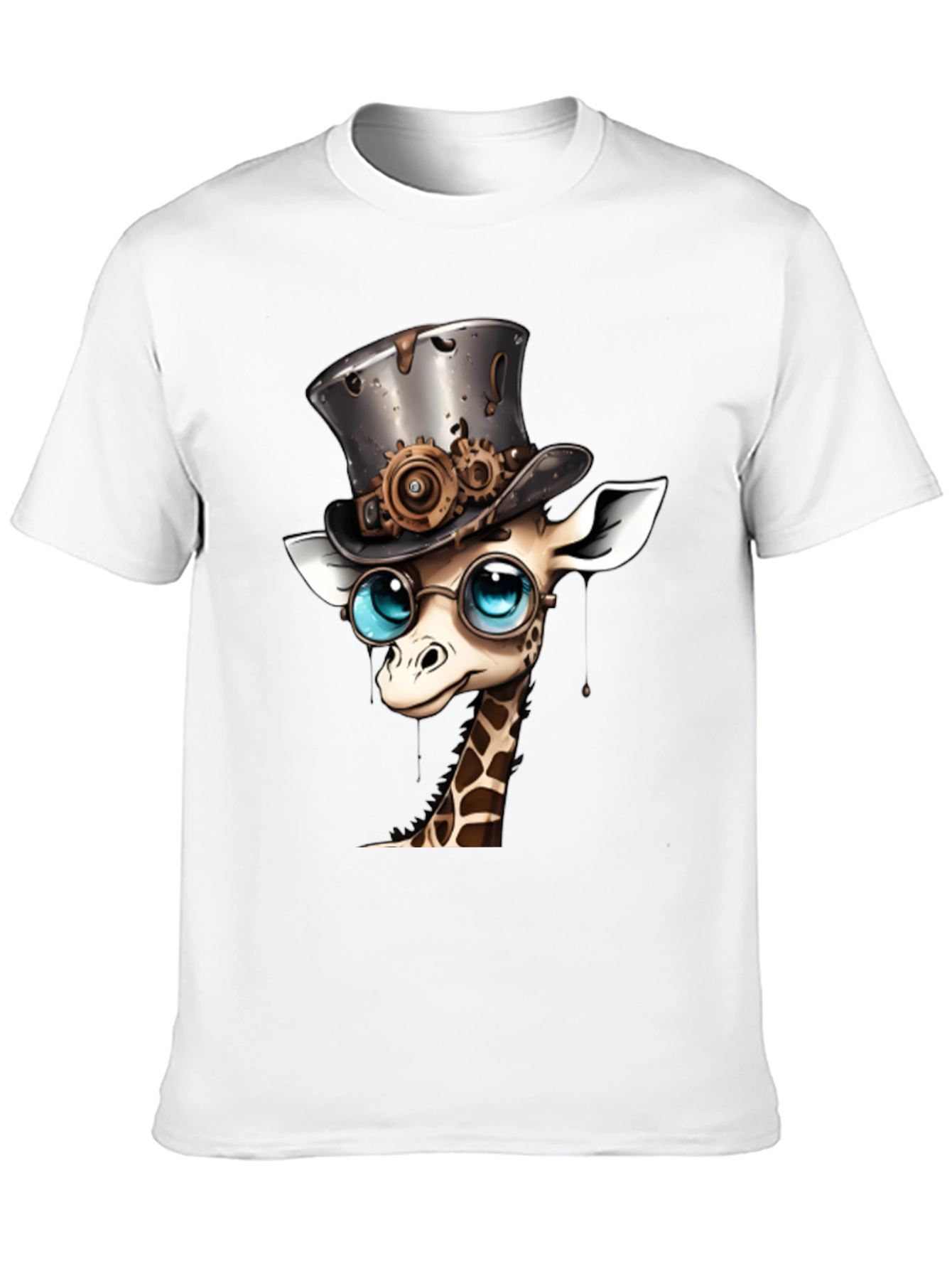 Black Steampunk Giraffe T-Shirt - Whimsical Animal Top view 10