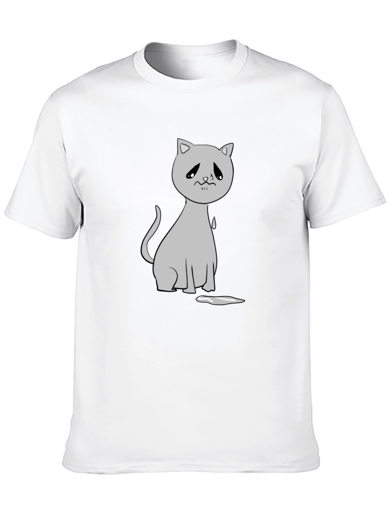Black Sad Cat Graphic Tee - Unisex Black T-Shirt view 10