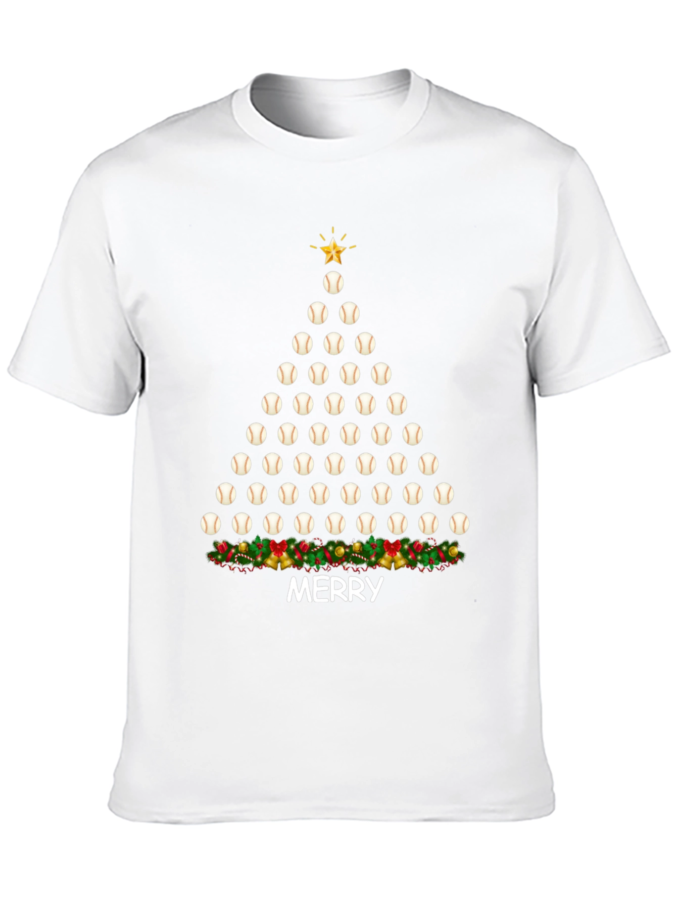 Black Baseball Christmas Tree T-Shirt view 10