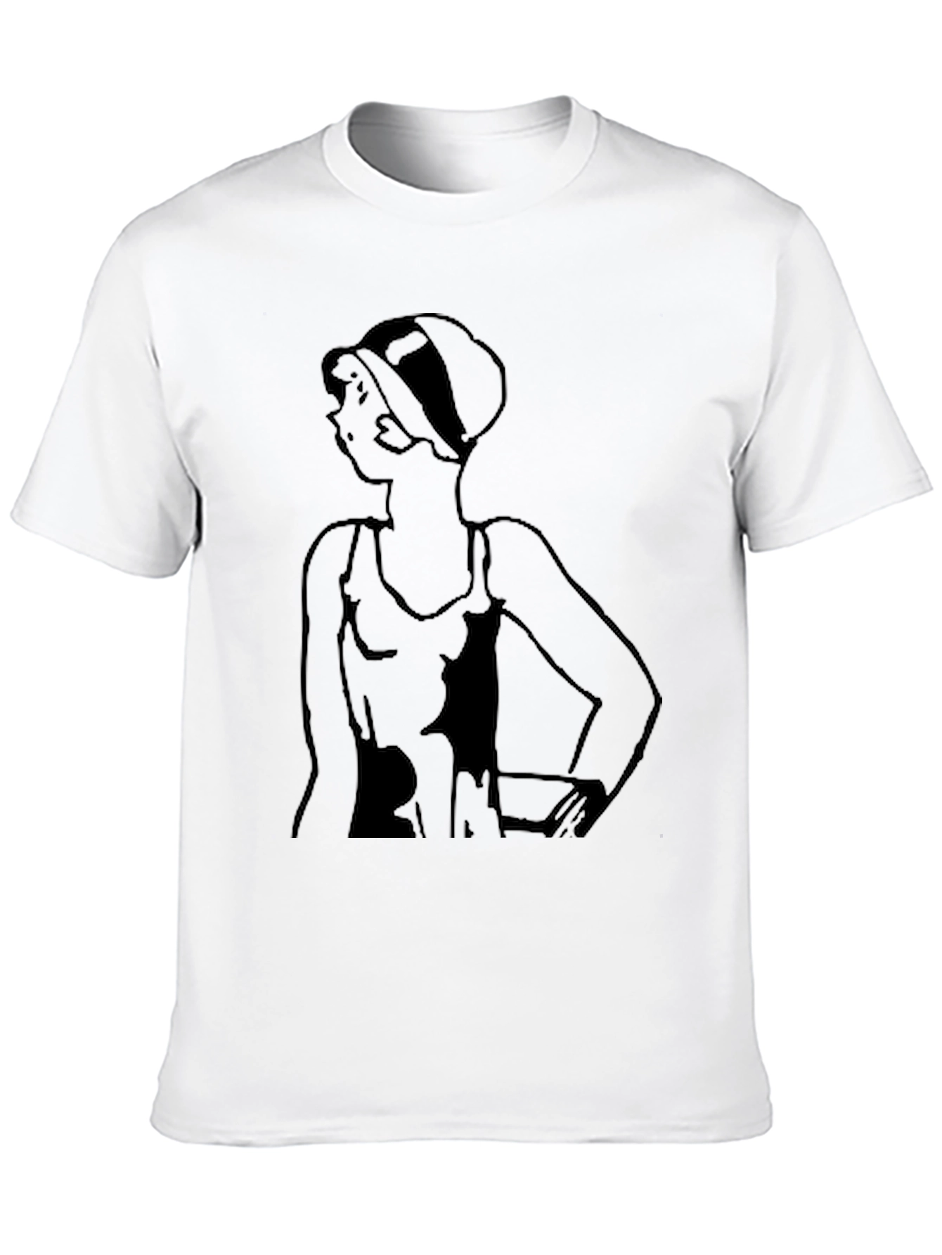 Black Vintage Swimsuit Lady T-Shirt - Black Tee view 10