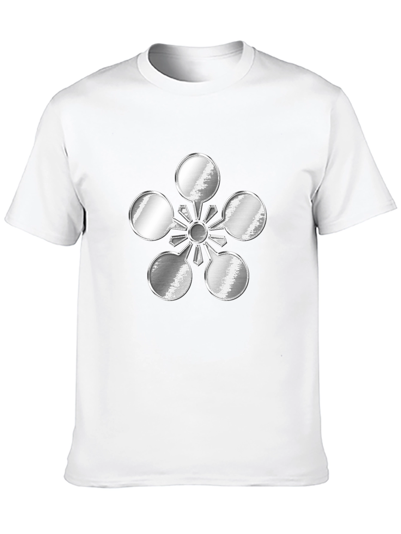 Black Abstract Metal Flower Design Black T-Shirt view 10
