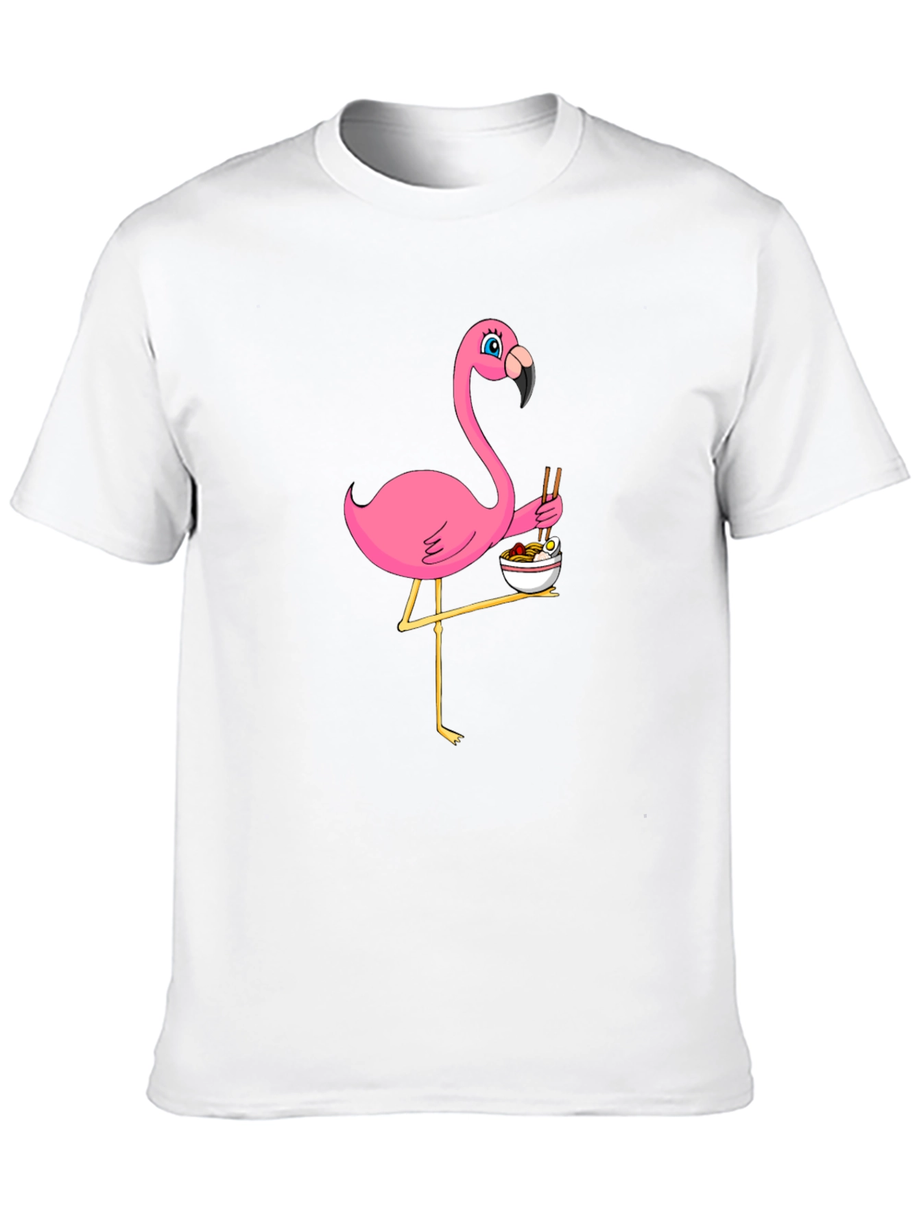 Black Flamingo Ramen Black T-Shirt - Whimsical Graphic Tee view 10