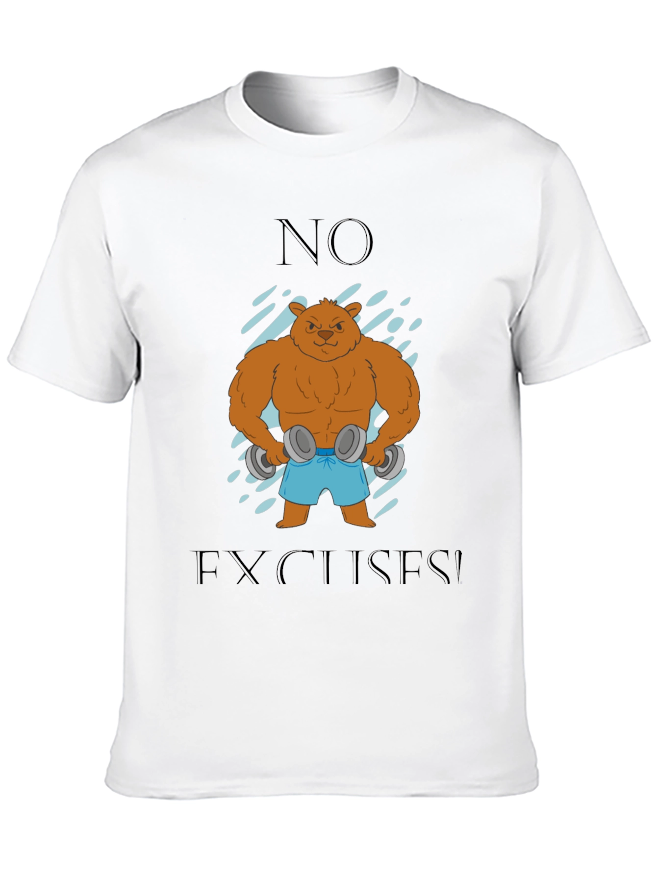 Black Bear with Dumbbells T-Shirt - No Excuses! view 10