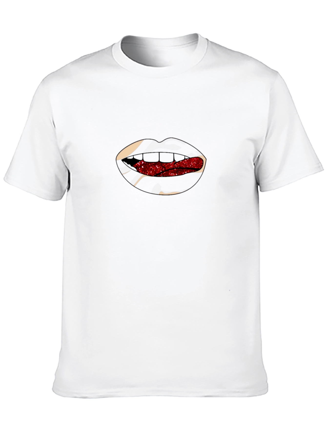 Black Lips T-Shirt - Black with Red Glitter Tongue Graphic view 10