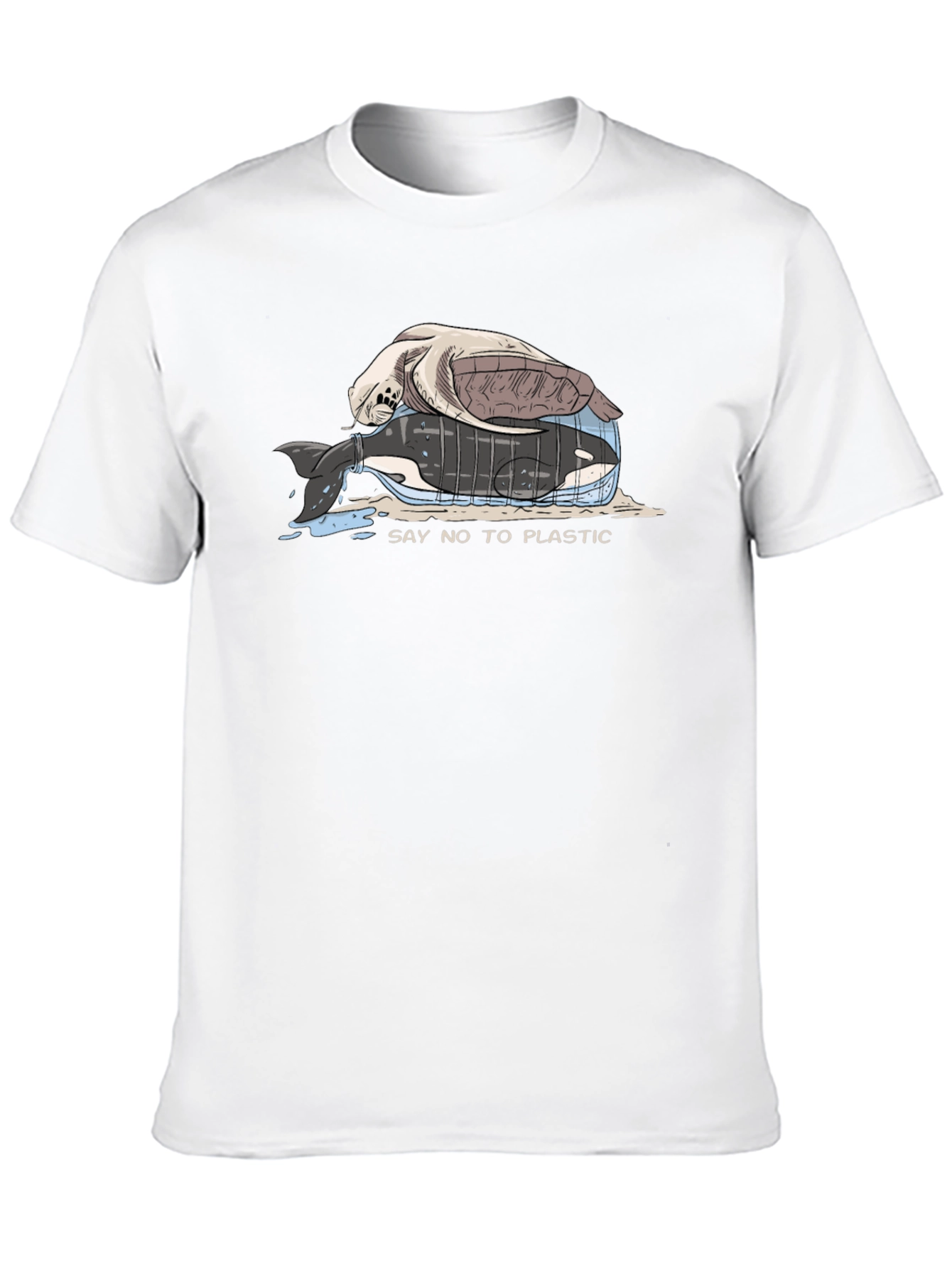 Black Say No to Plastic T-Shirt view 10