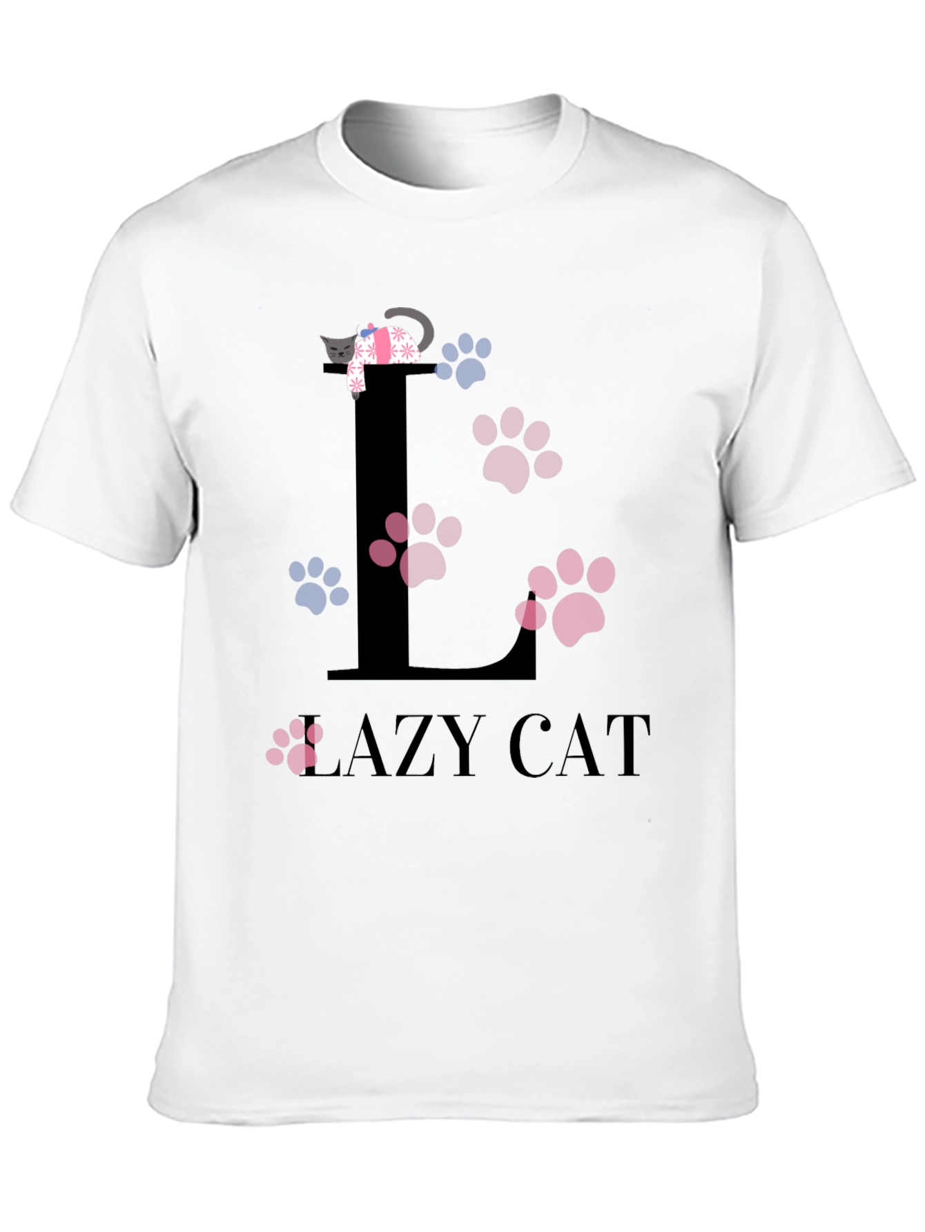 Black Lazy Cat Graphic T-Shirt - Unisex Cotton Tee view 10