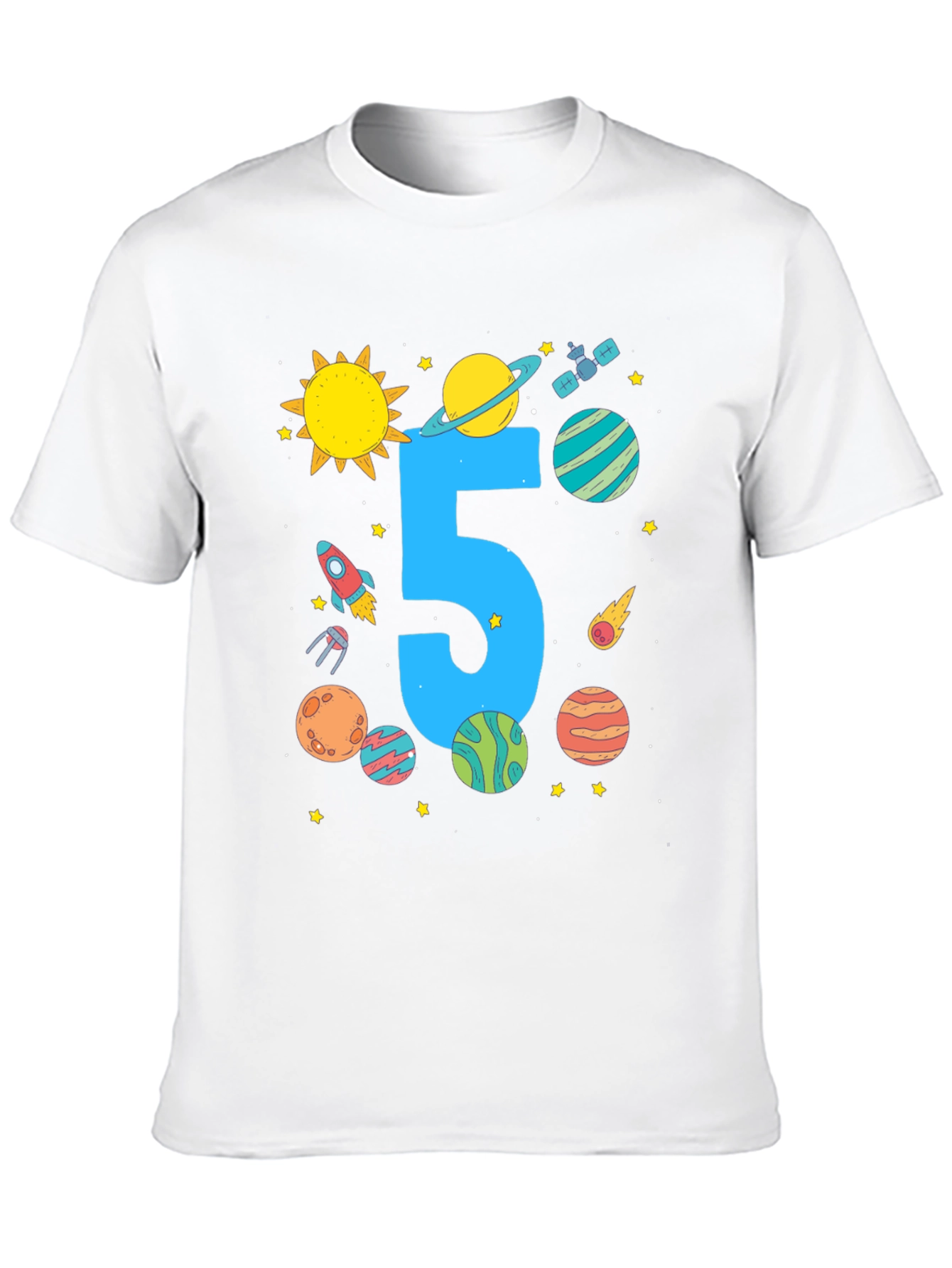 Black Kids 5th Birthday Space T-Shirt view 10