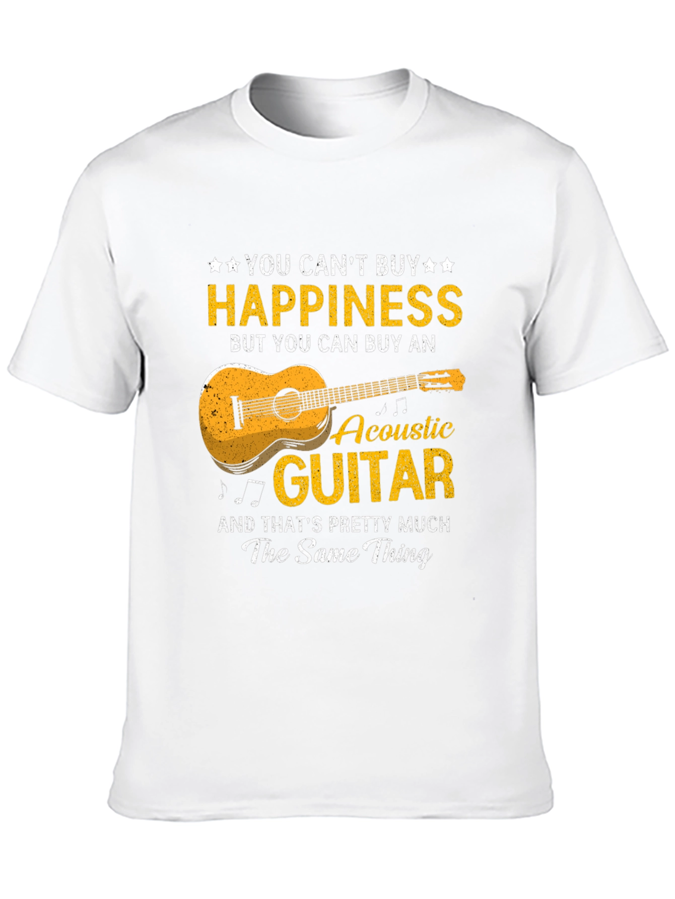 Black Acoustic Guitar Happiness T-Shirt - Music Lover Gift view 10