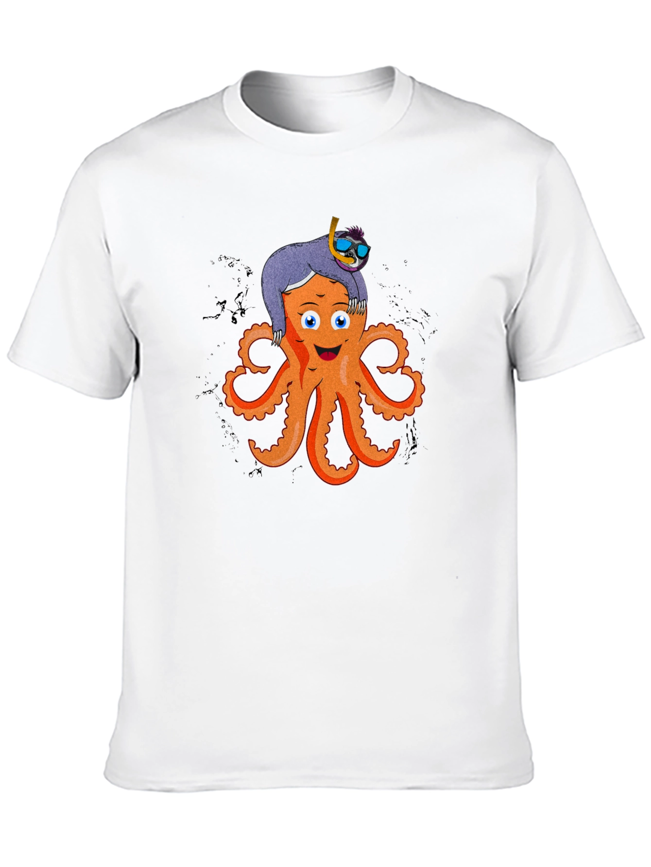 Black Octopus & Sloth Graphic T-Shirt - Unique Design view 10