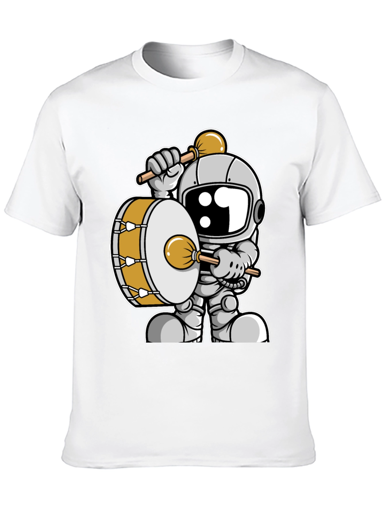 Black Astronaut Drummer Graphic Tee - Space Music T-Shirt view 10